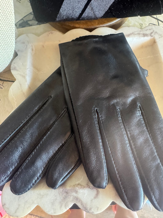 Black leather gloves XL