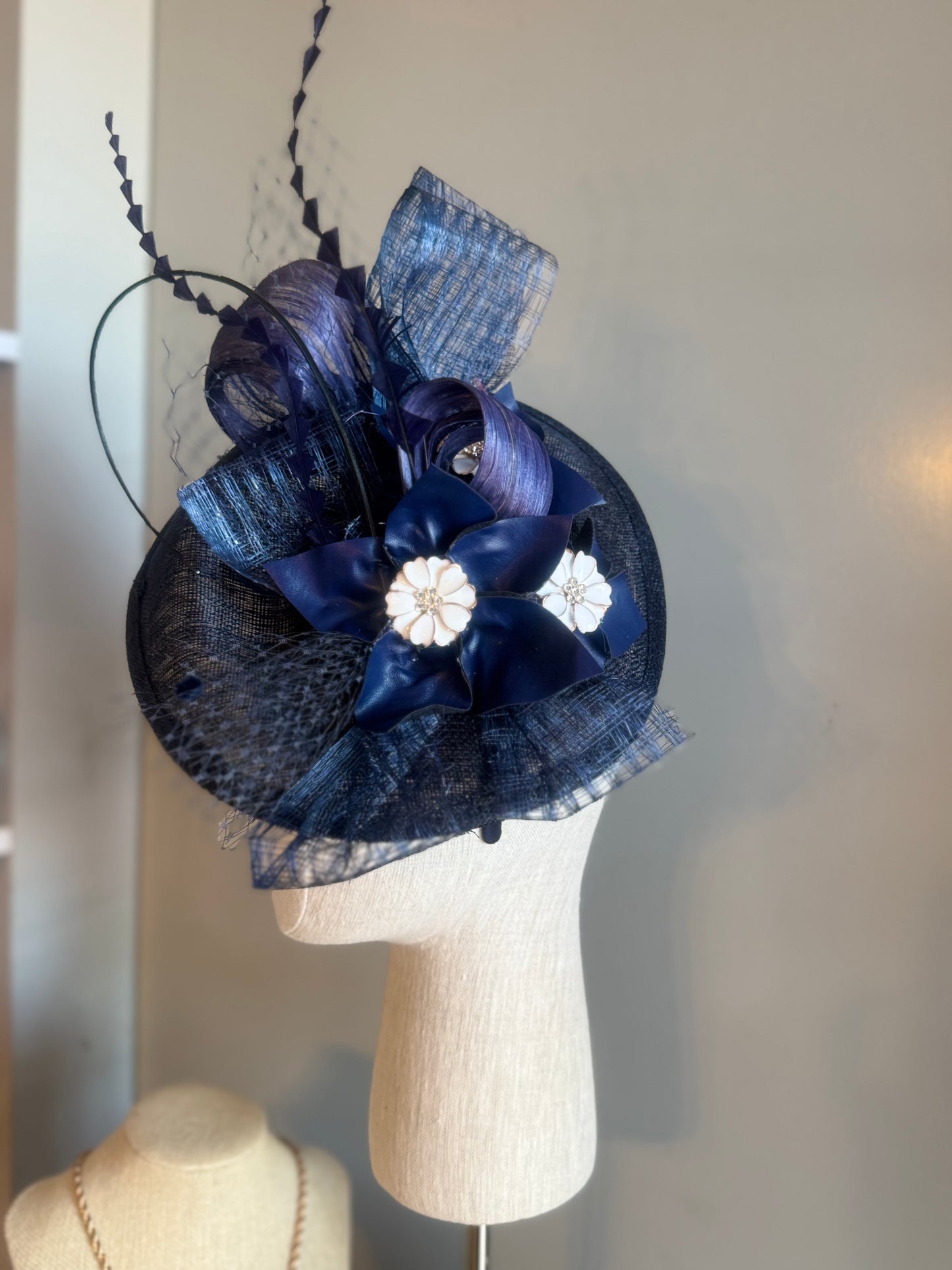“Lucy” navy statement fascinator