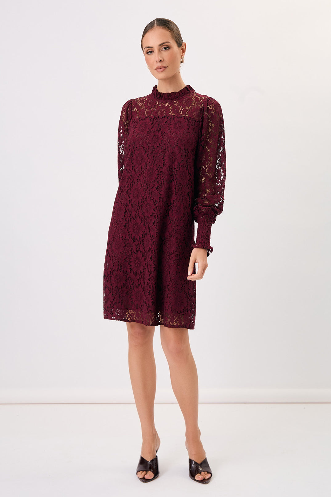 Olivia lace long sleeve dress burgundy size 10