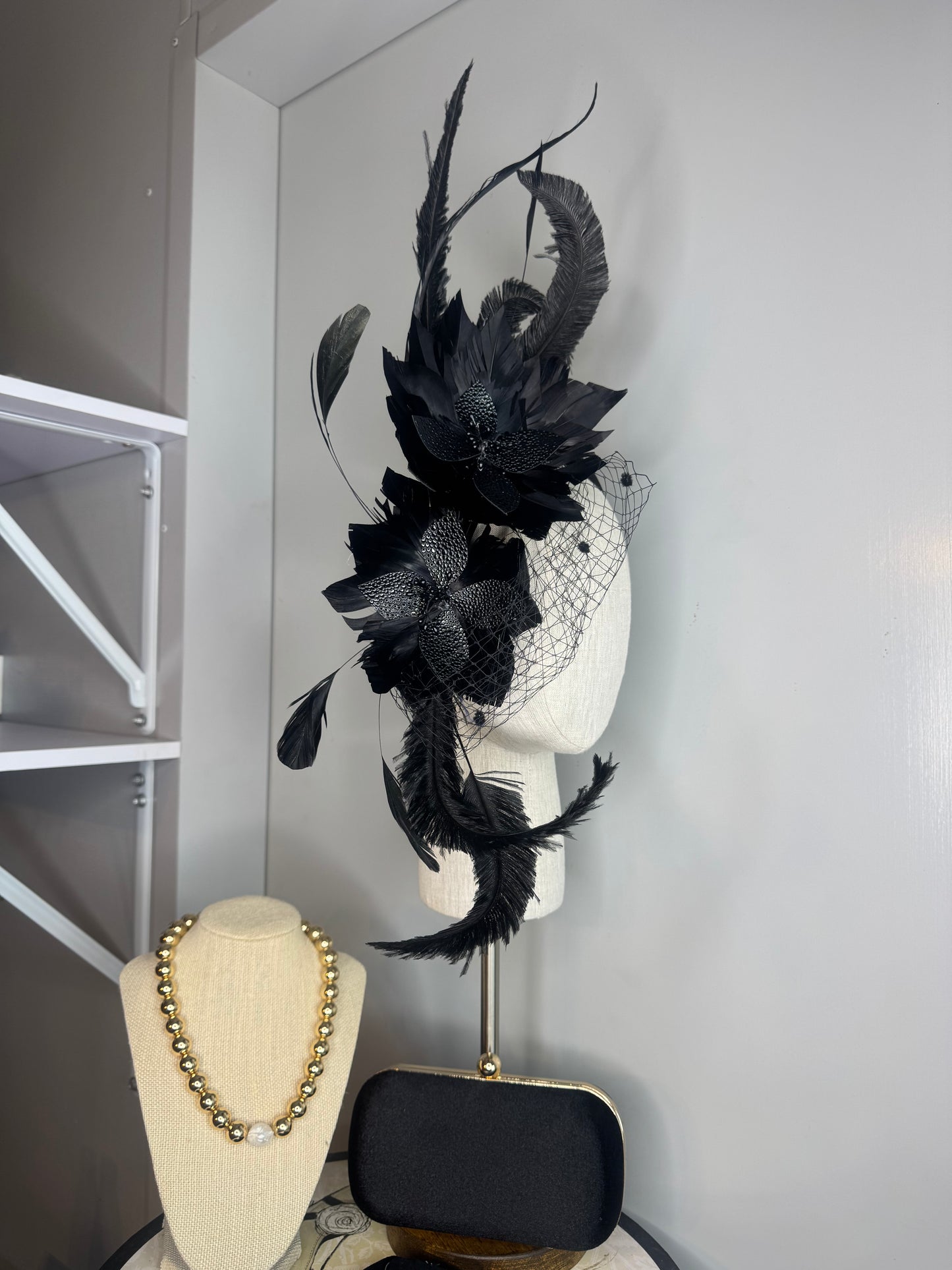 “Candice” Black feather statement