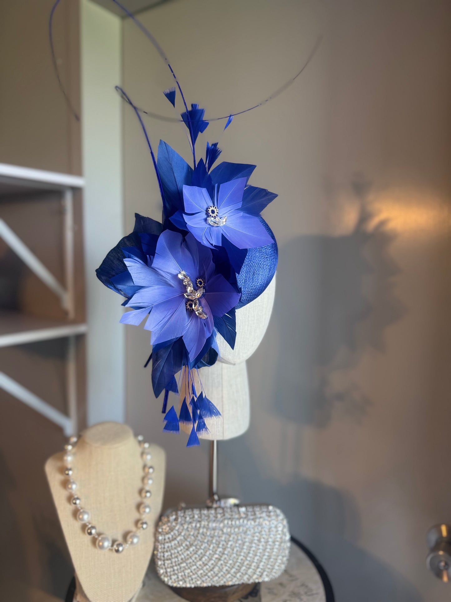 “Lauren” Blue feather statement