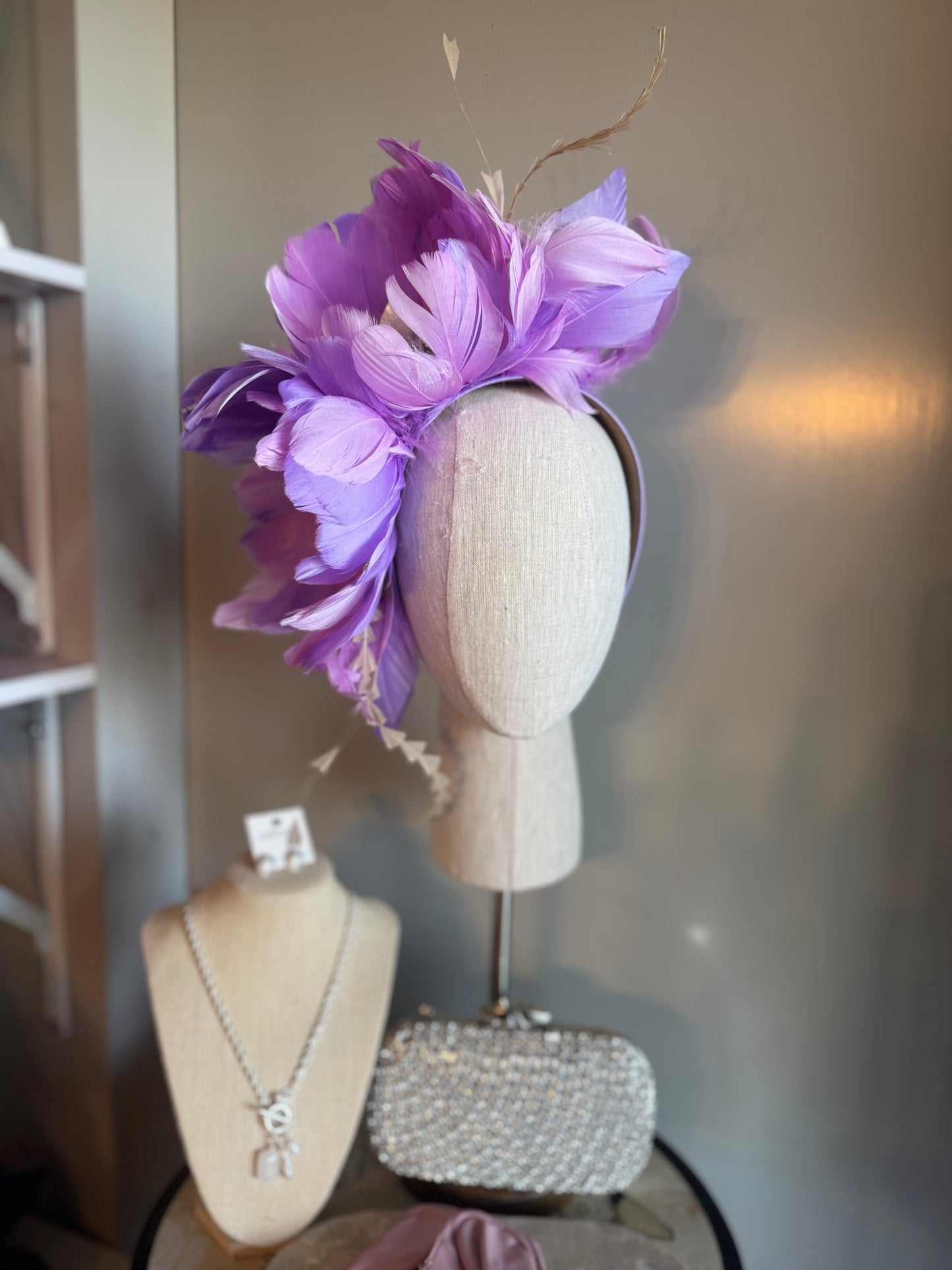 “Simmie” lilac & silver feather floral