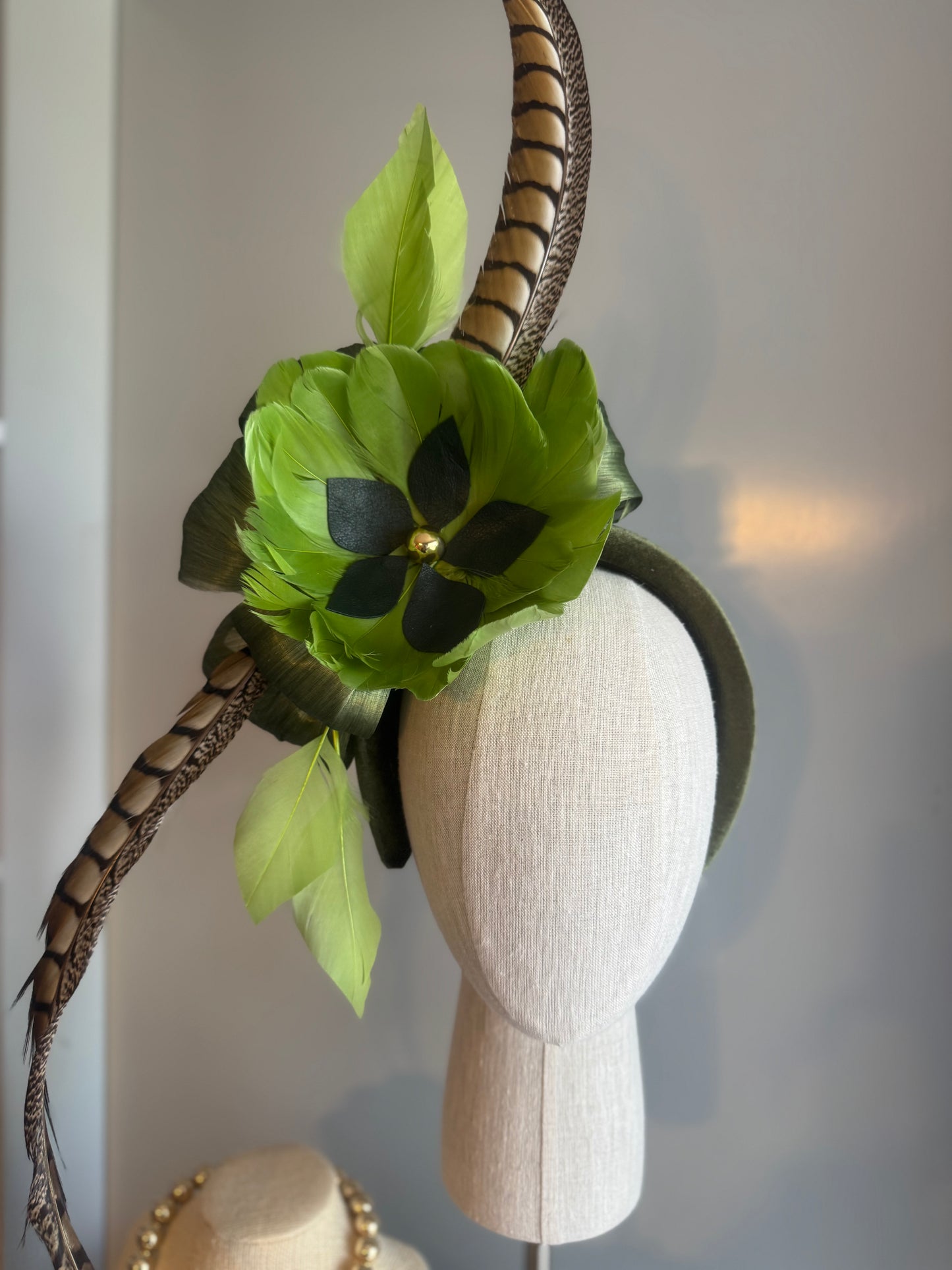 “Gretchen” Green feather statement