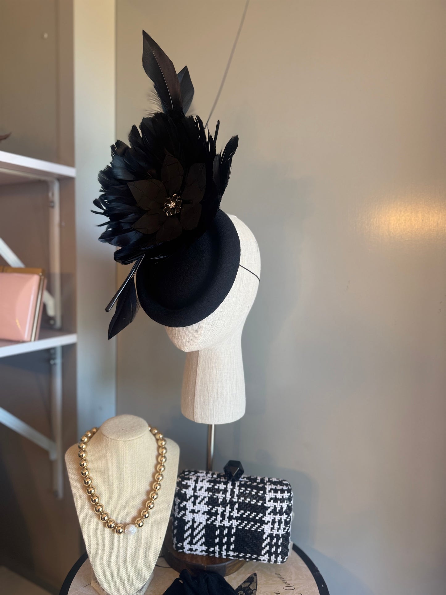 “Nettie” black feather statement