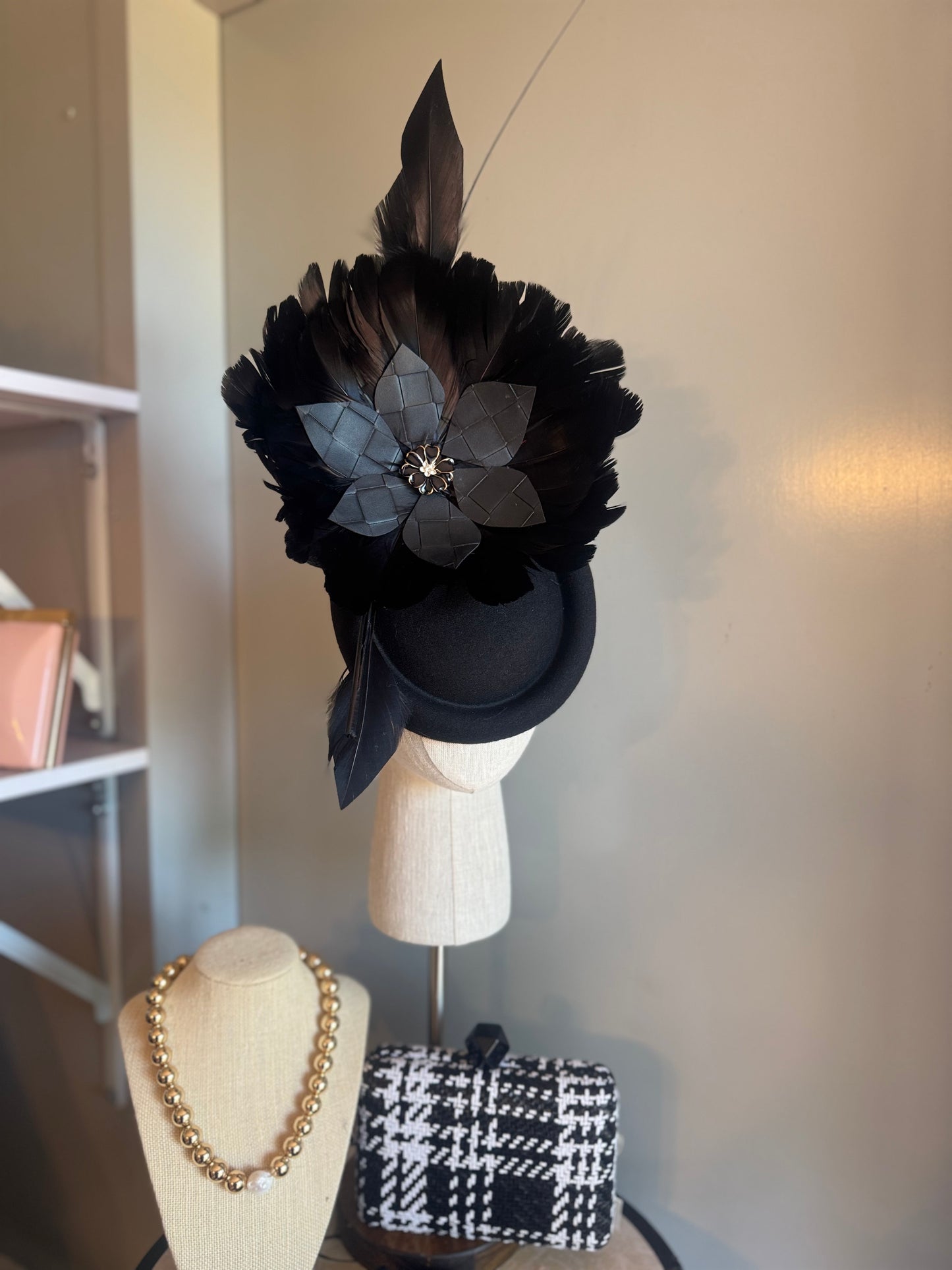 “Nettie” black feather statement