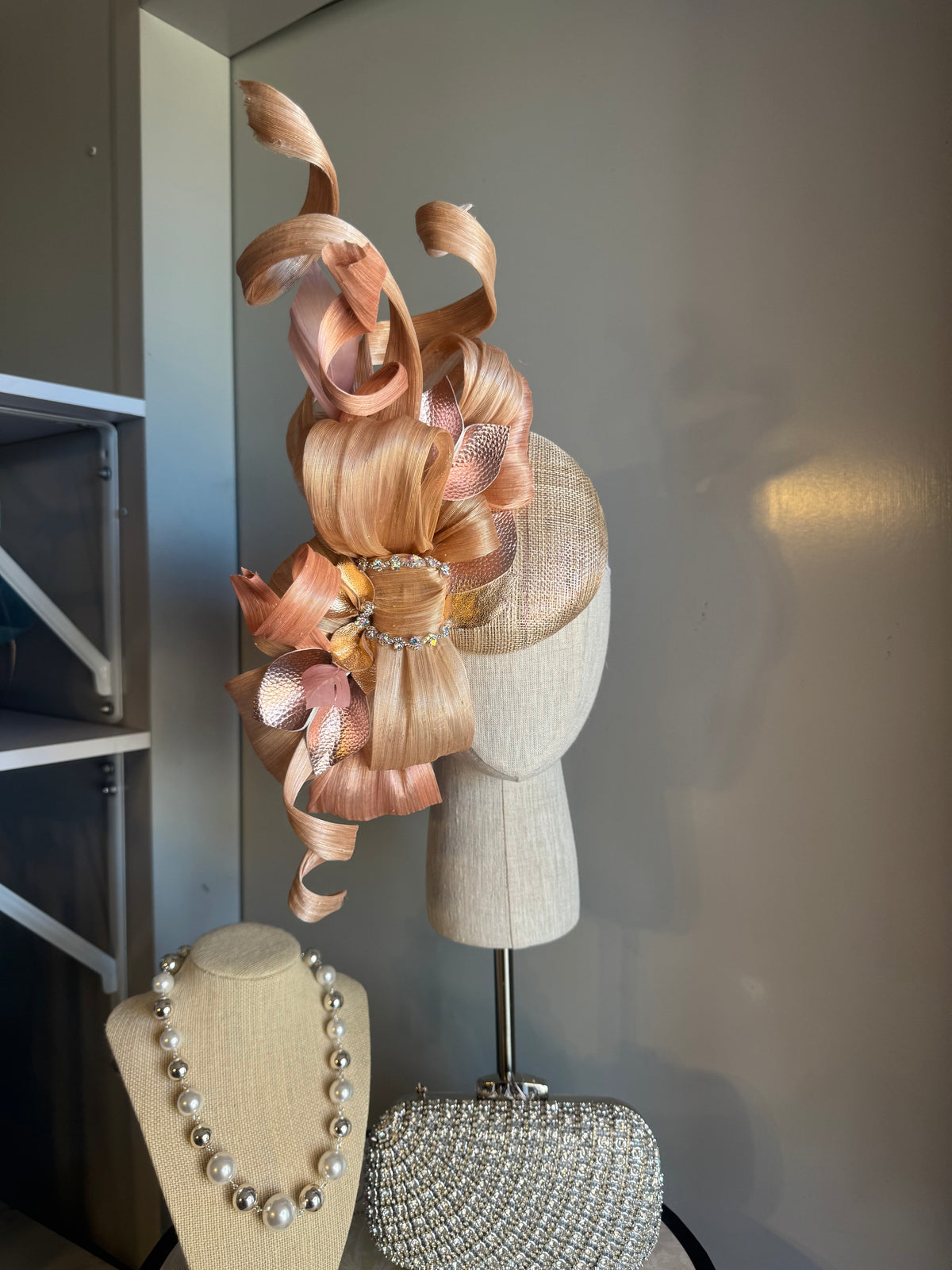 “Jess” blush pink & rose gold statement