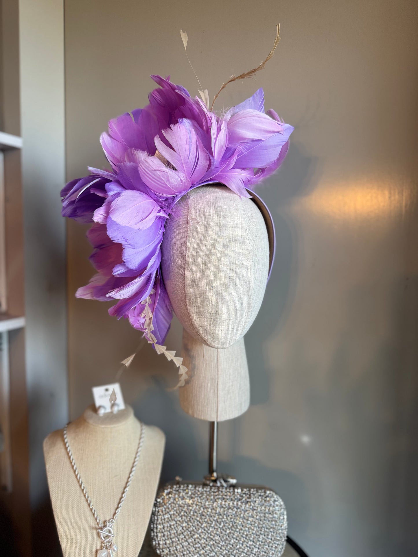 “Simmie” lilac & silver feather floral