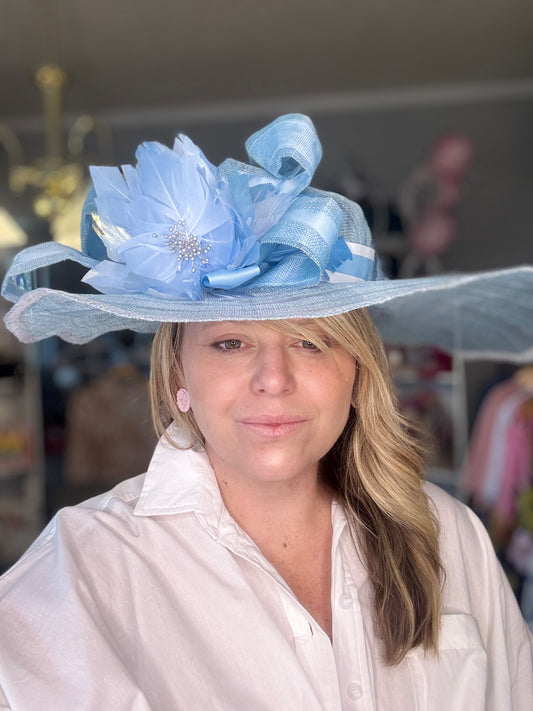 “Alicia” blue sinamay brim size 57/58cm