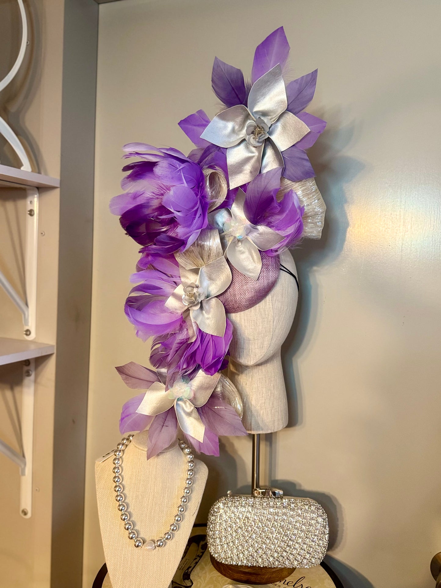 “Lavender May” lilac & silver statement