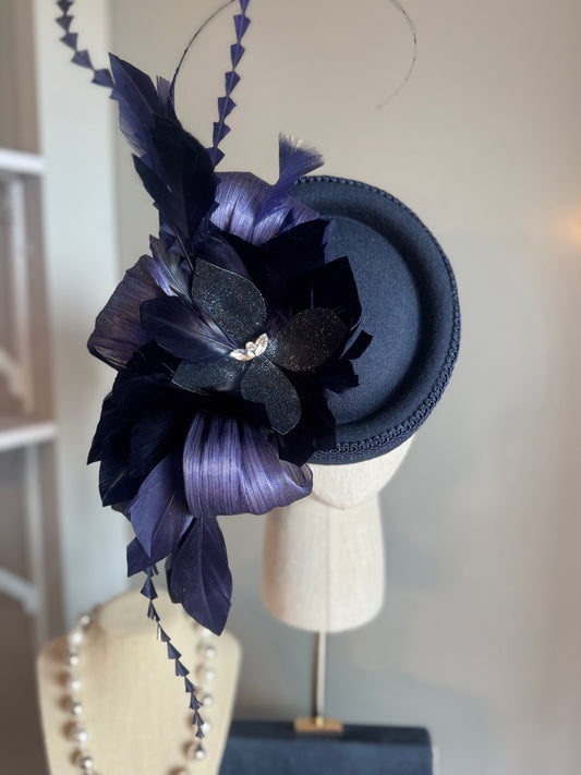 “Julie” Navy feather statement