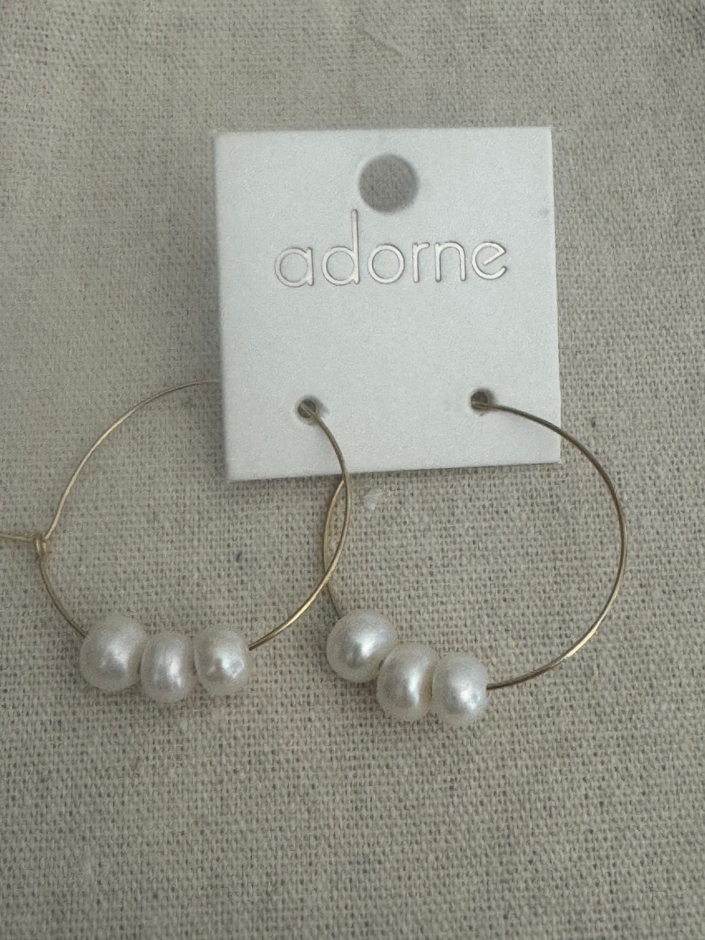 Adorne wire pearl hoops gold