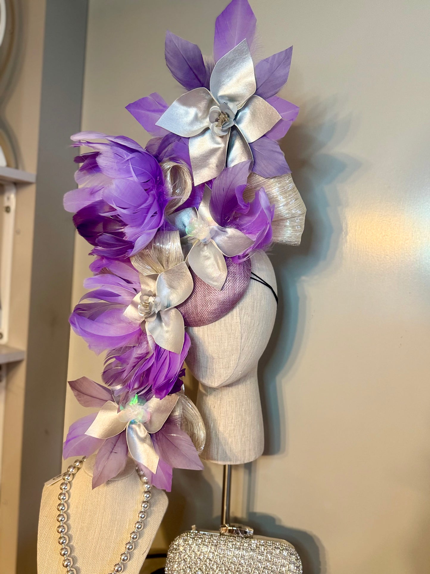 “Lavender May” lilac & silver statement