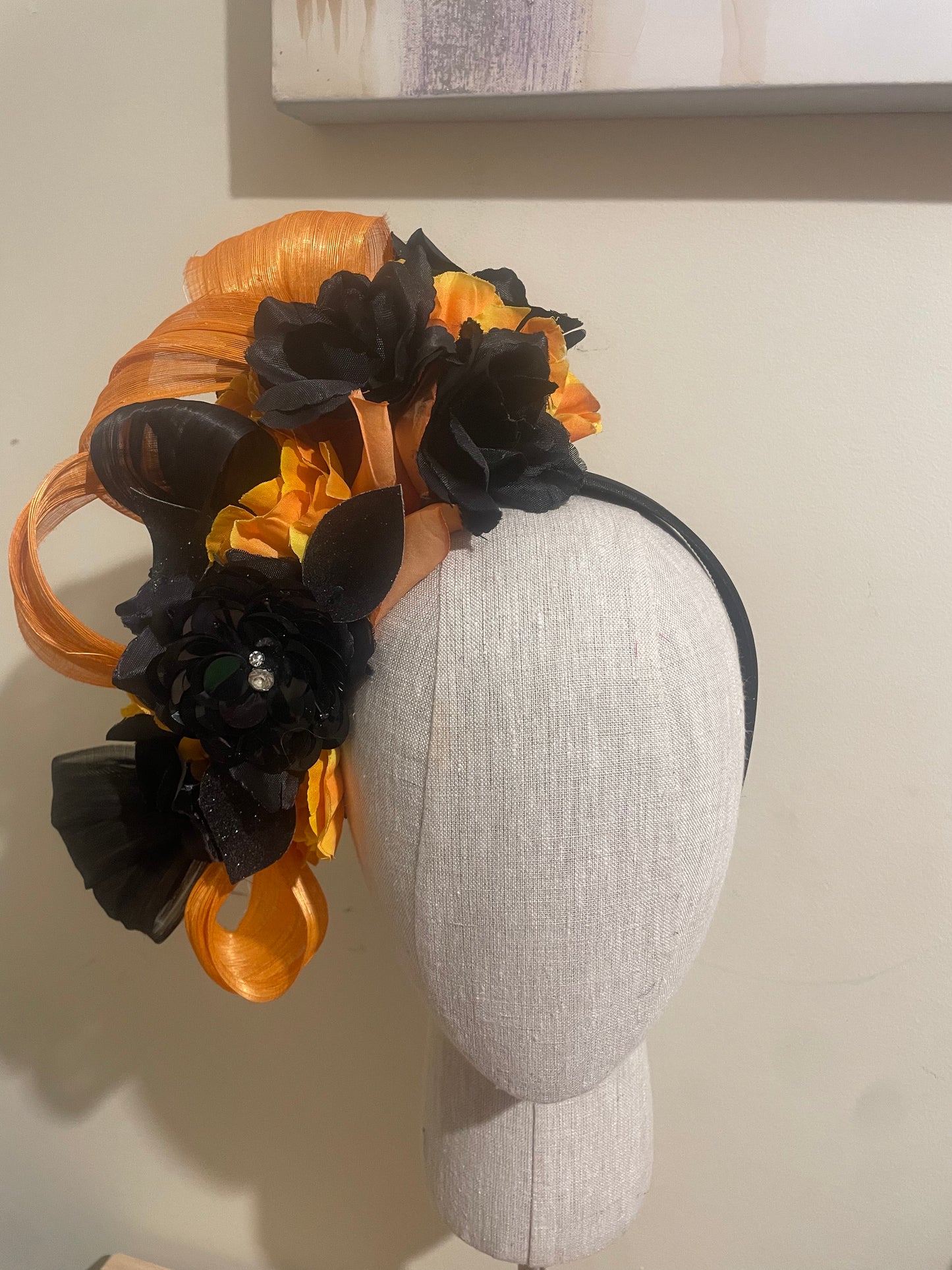Black & orange floral