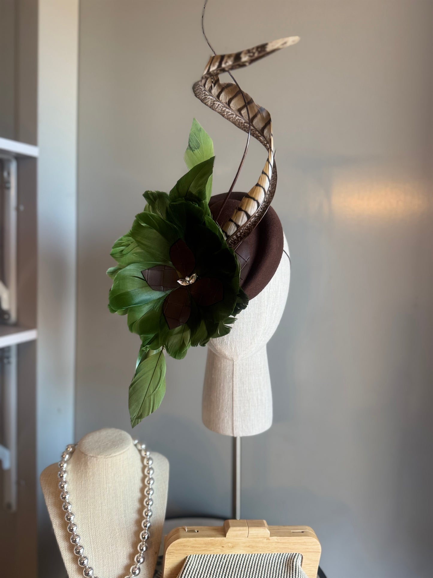 “Gretchen” Brown & Moss statement felt/wool pillbox