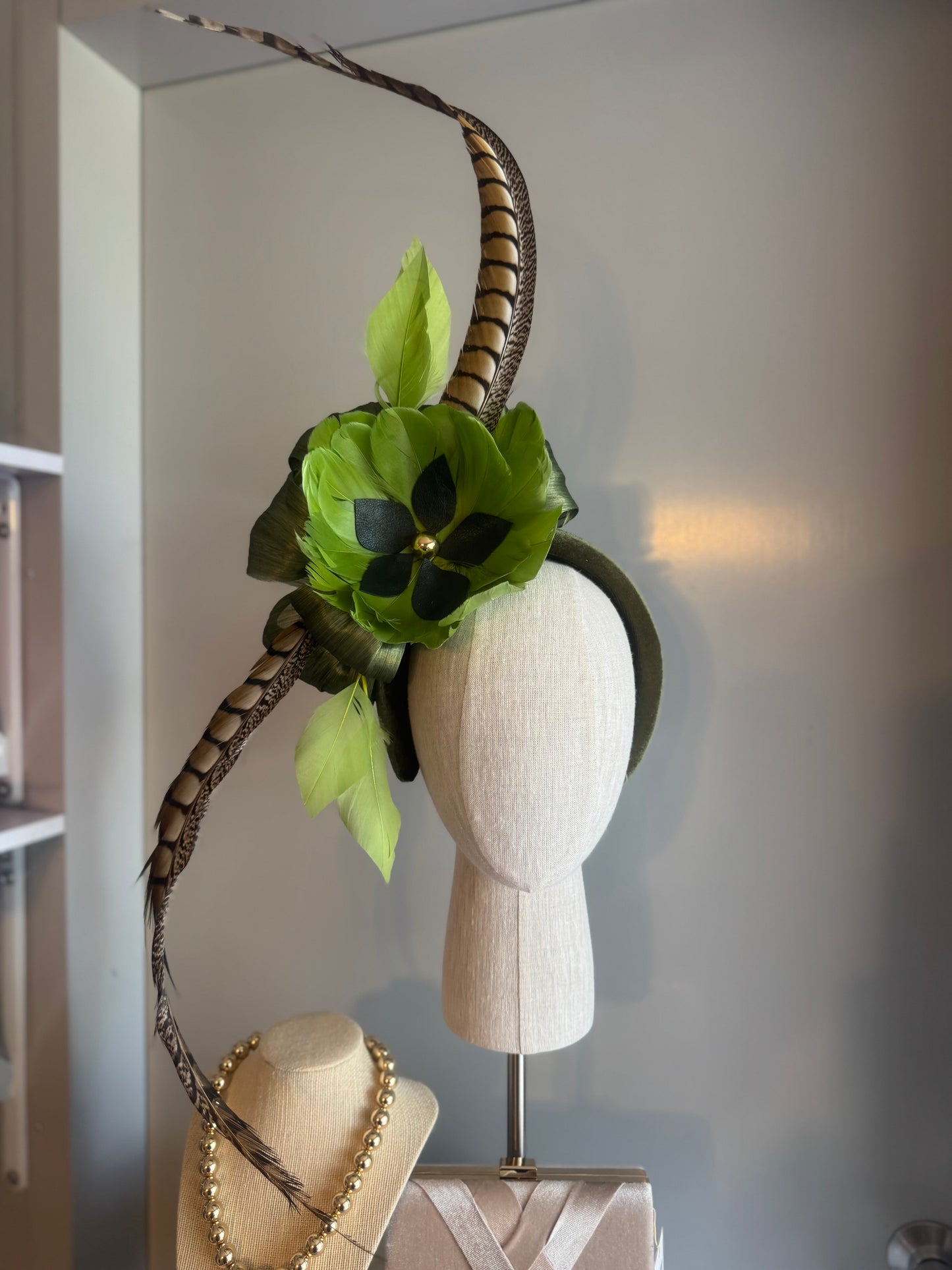 “Gretchen” Green feather statement
