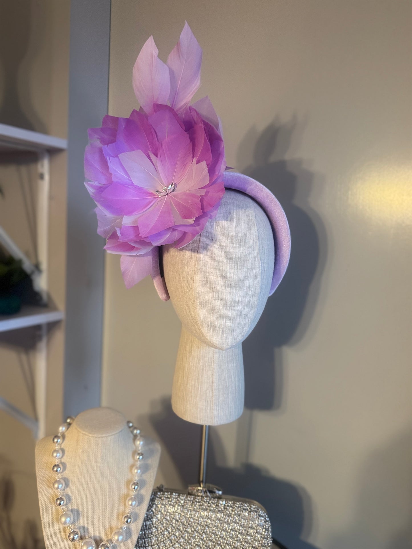 “Dimity” lilac feather floral
