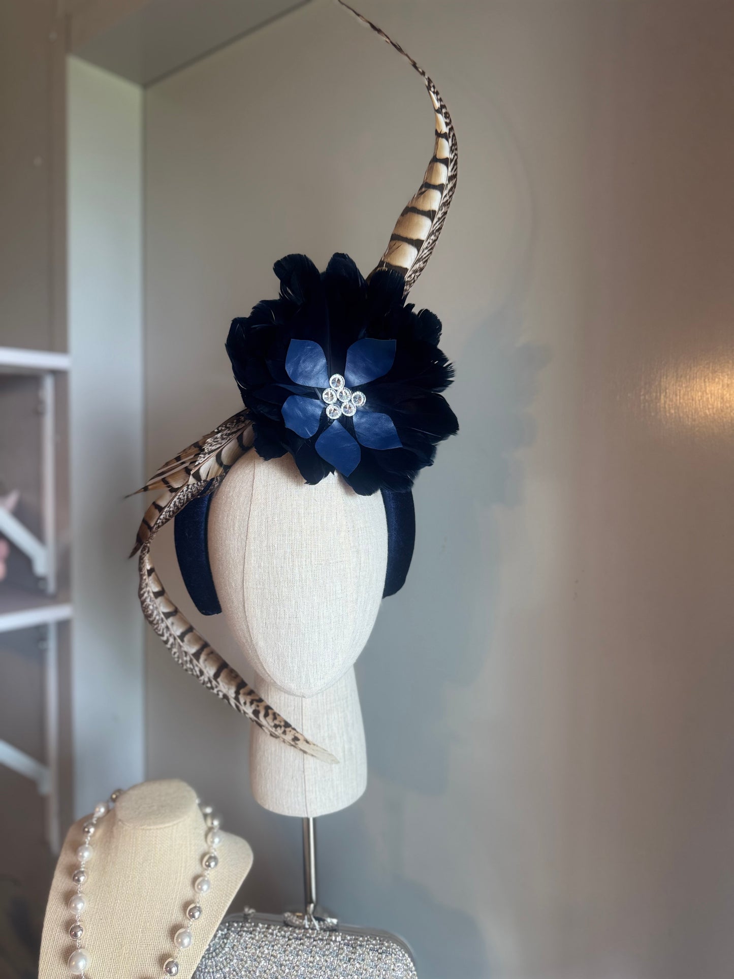 “Taylor” Navy feather statement