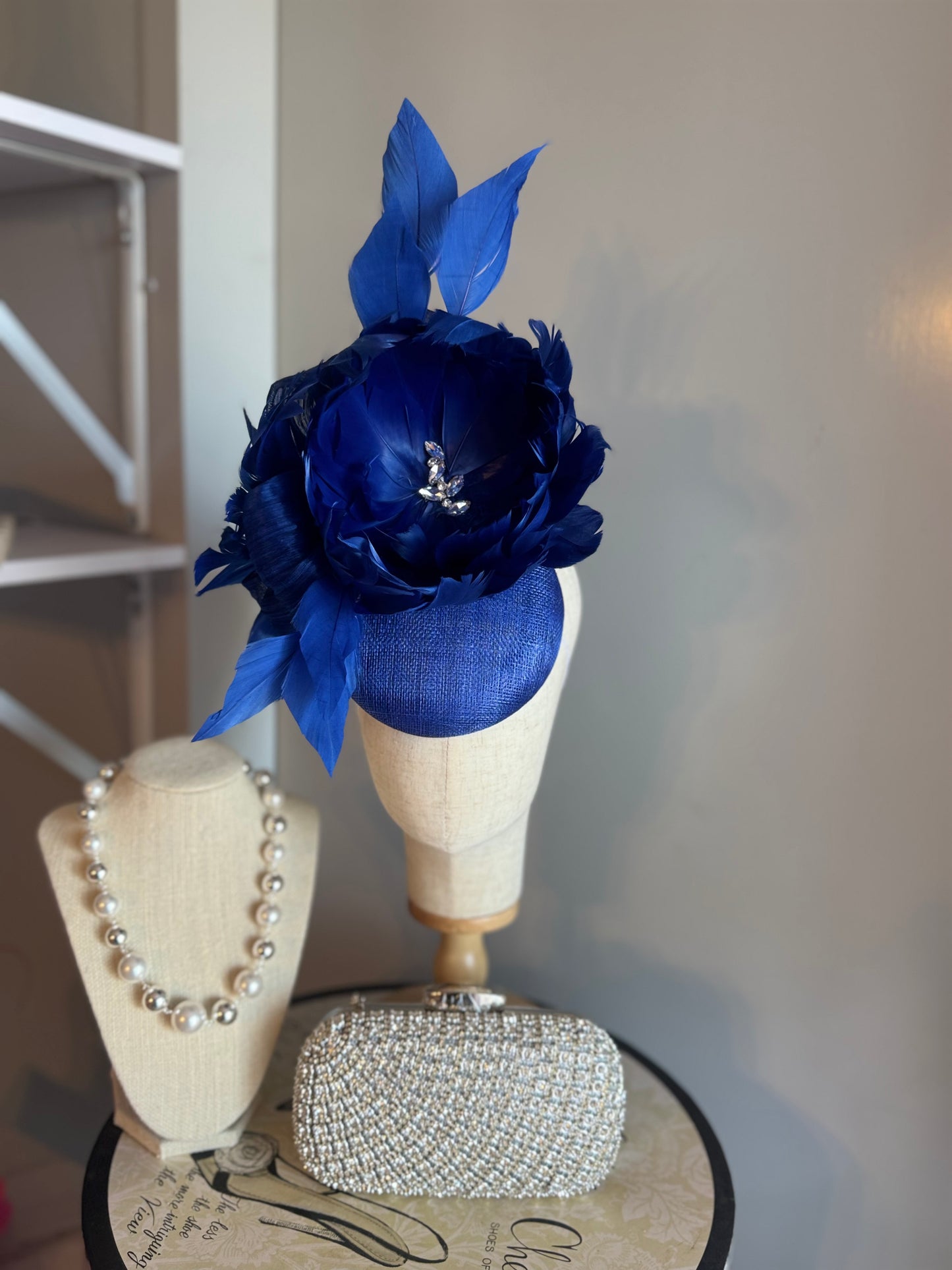 “Felicity” cobalt blue feather statement