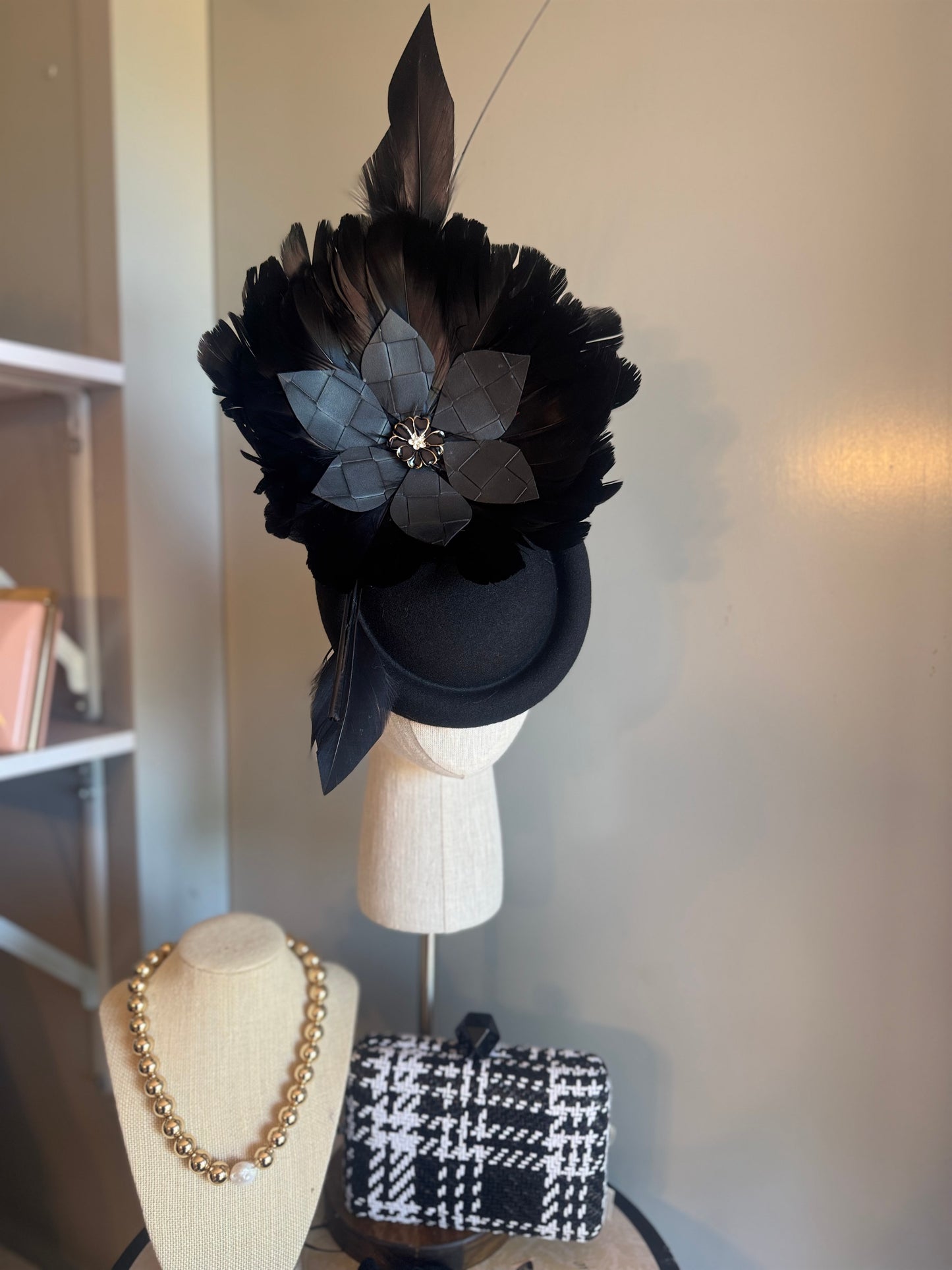 “Nettie” black feather statement