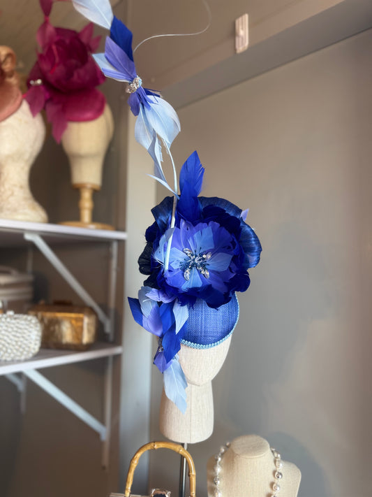 “Wren” blue feather statement