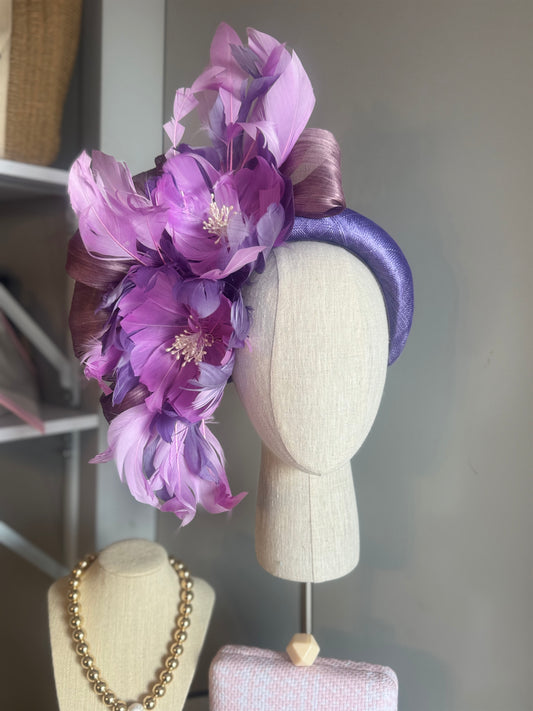 “Trish” purple lilac feather floral