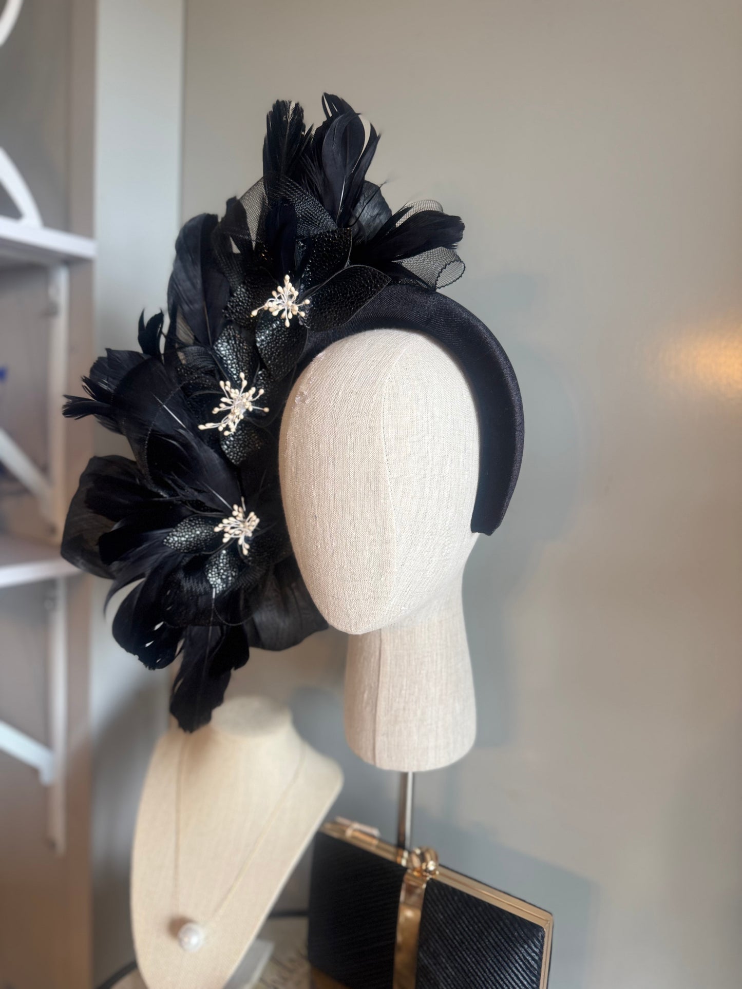 “Felicity” black & off white pleather statement