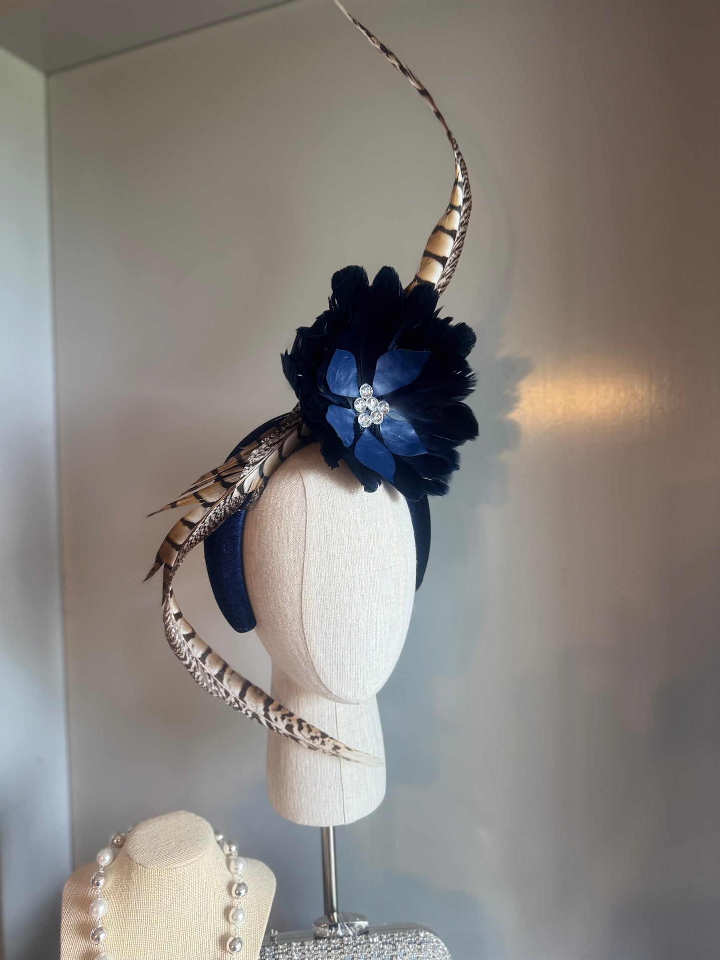 “Taylor” Navy feather statement