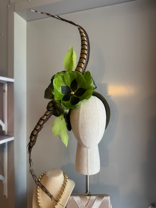 “Gretchen” Green feather statement