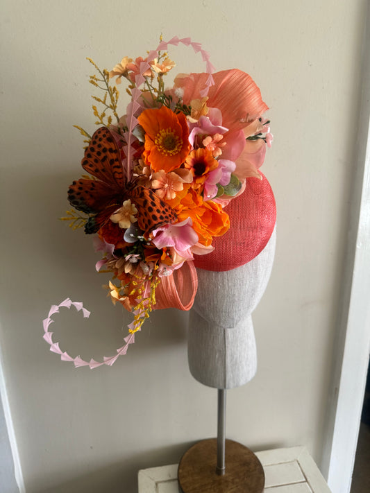 “Zena” orange & pink butterfly floral