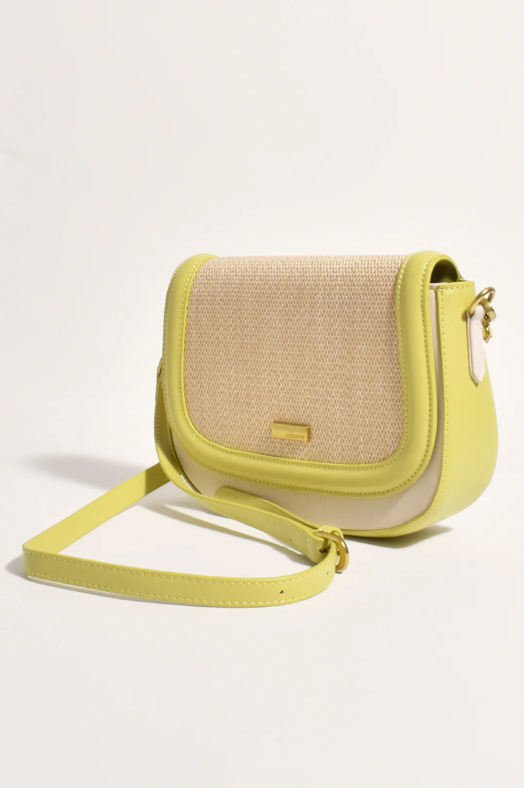 Lulu woven saddle webbing strap bag Natural/citrus