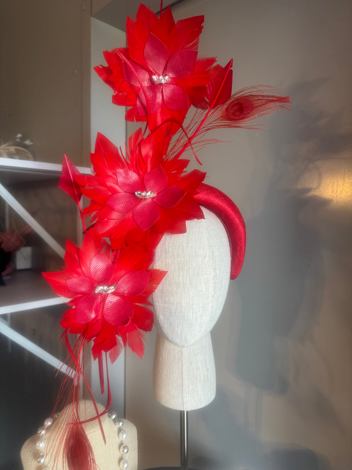 “Charlotte” Red feather statement