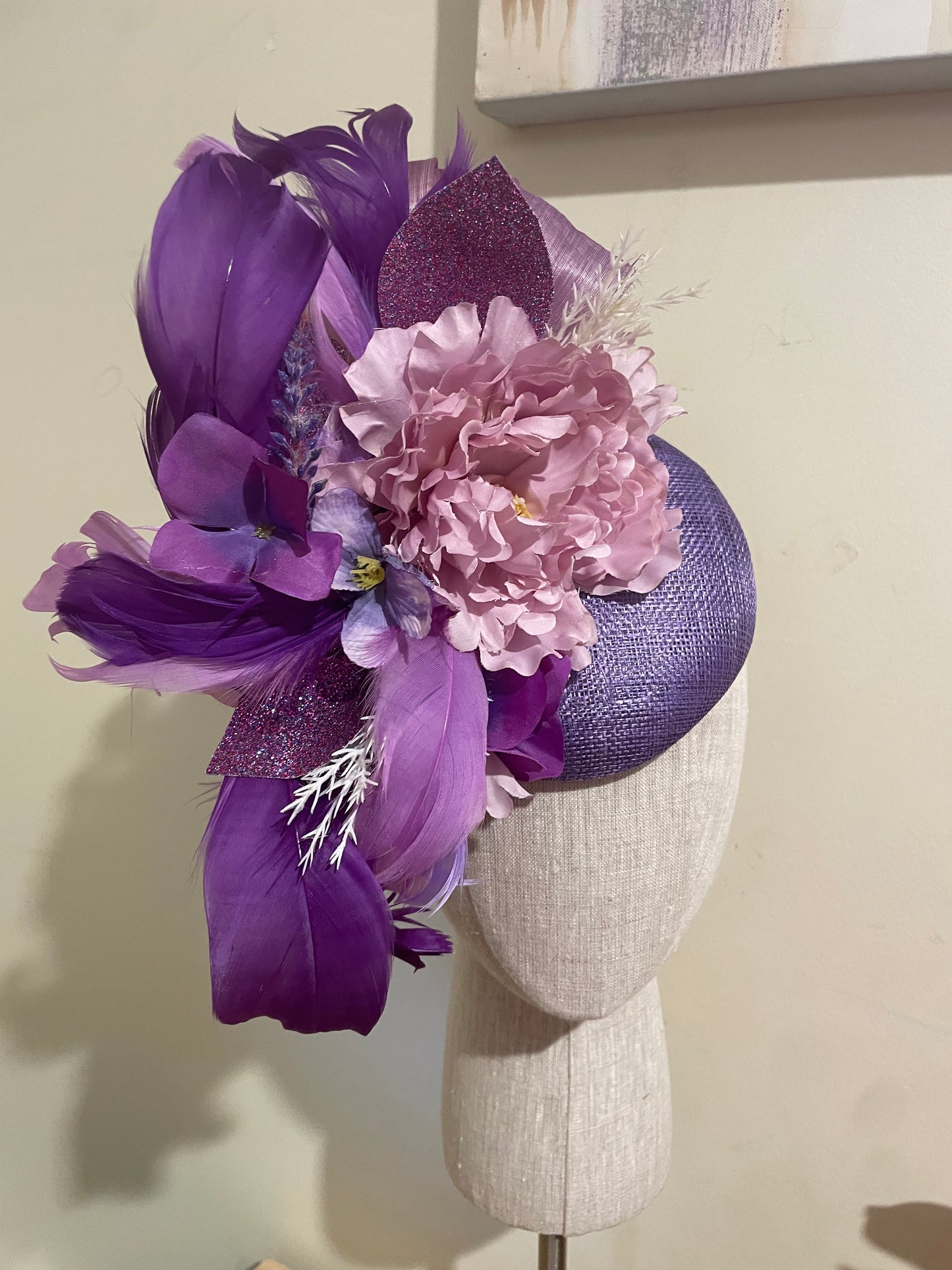 Lilac purple floral & feather