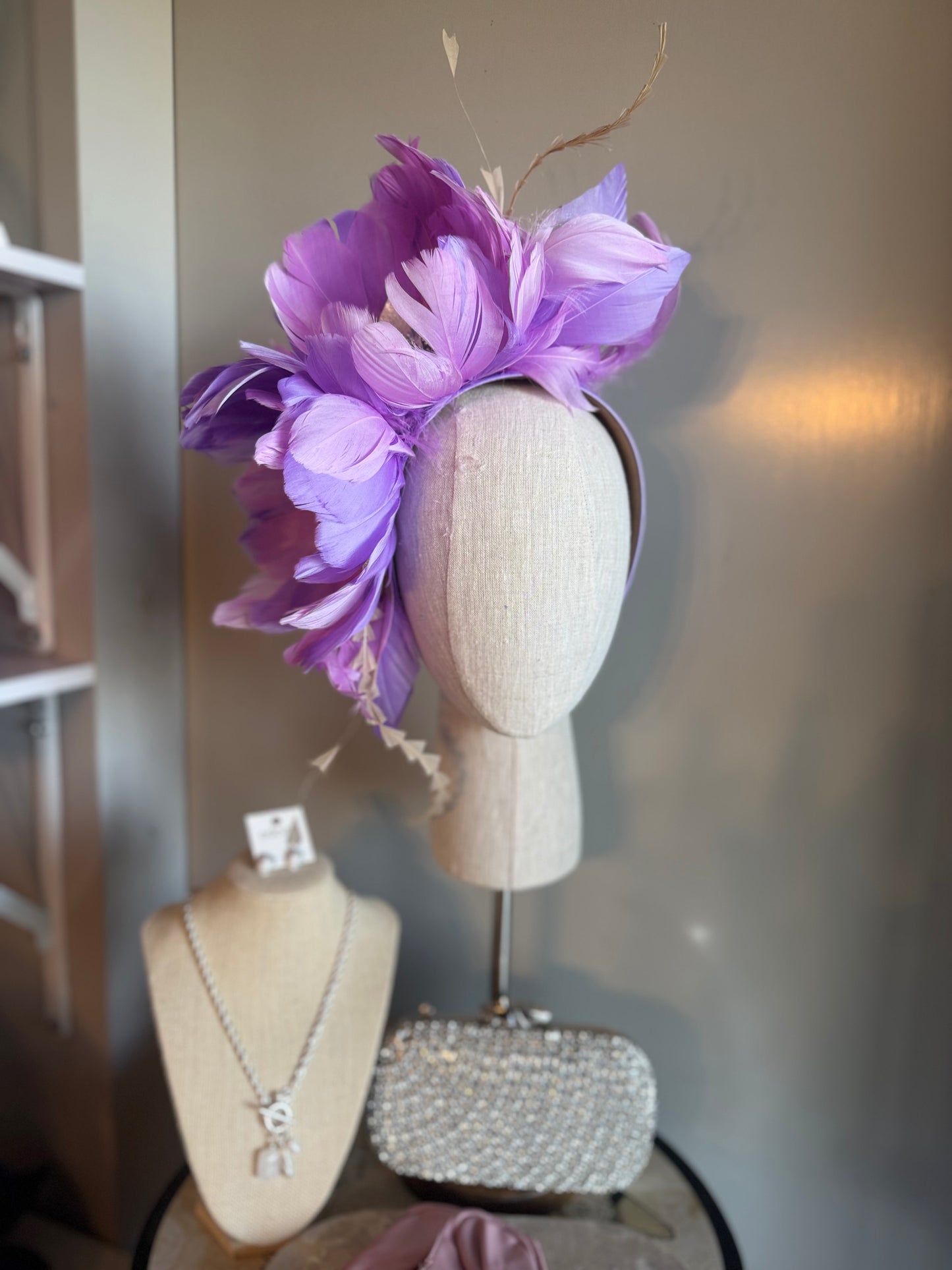 “Simmie” lilac & silver feather floral