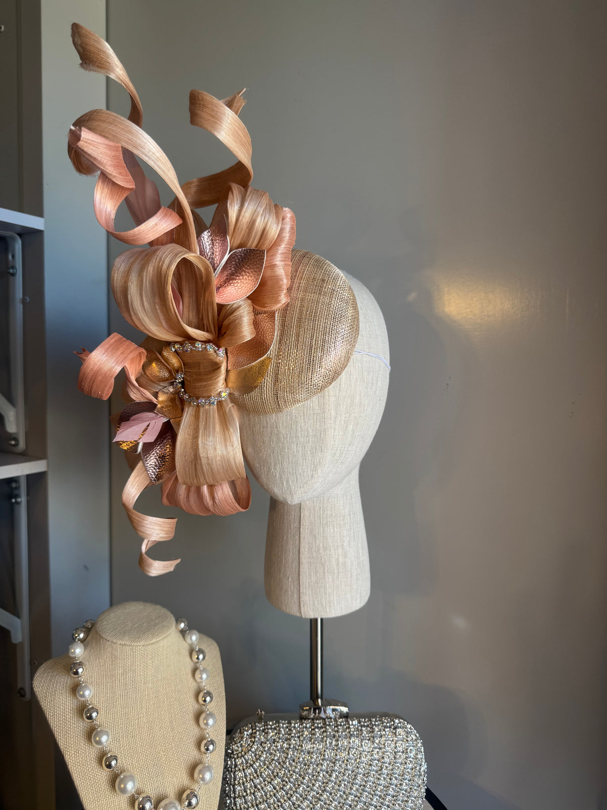 “Jess” blush pink & rose gold statement