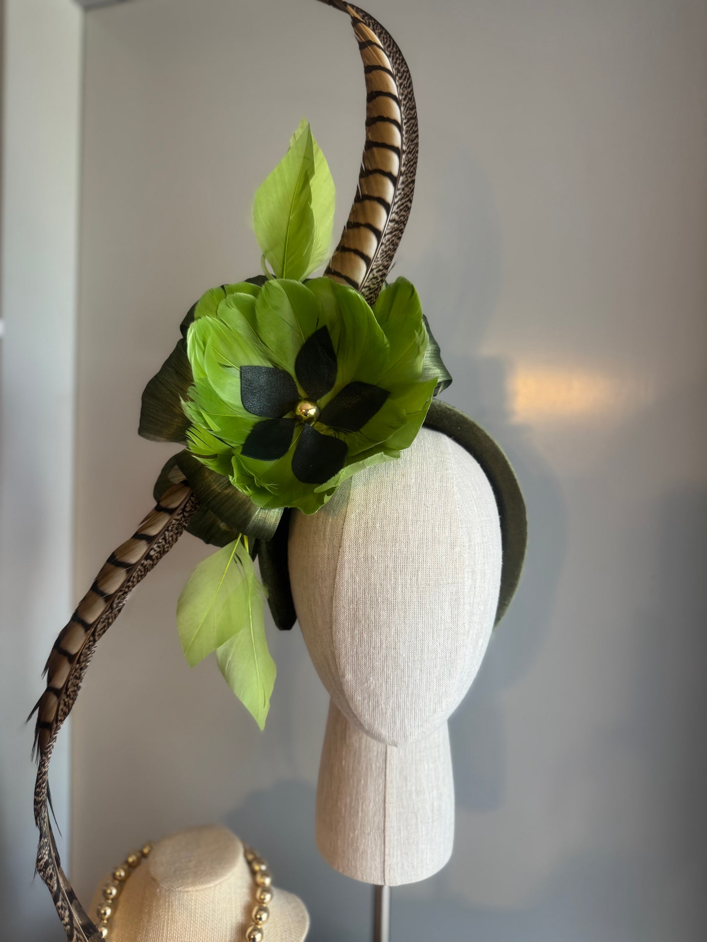 “Gretchen” Green feather statement