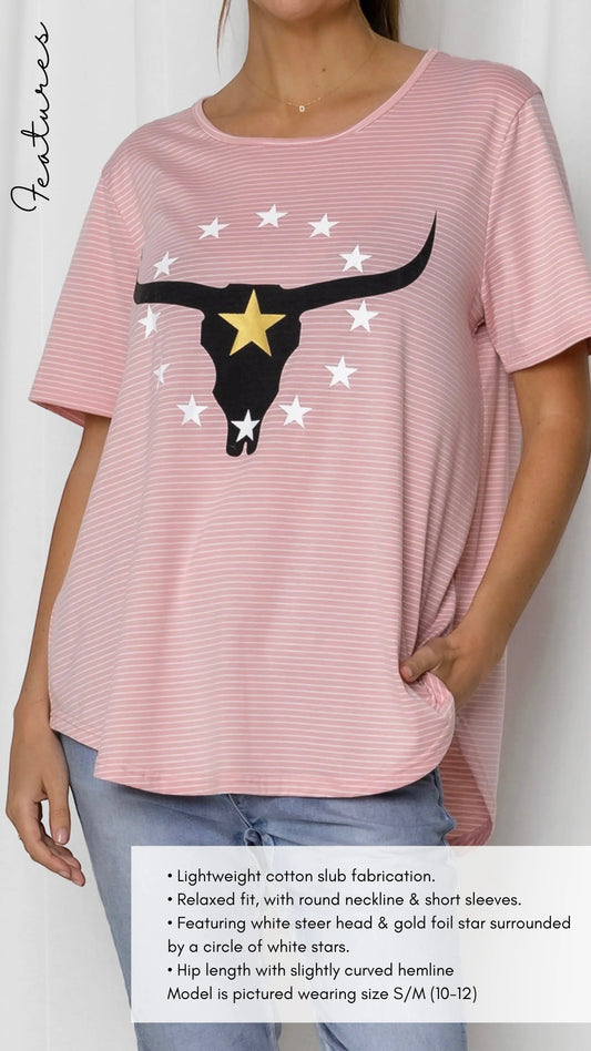 Lily love the Label pink striped bull T.Shirt size XS/S
