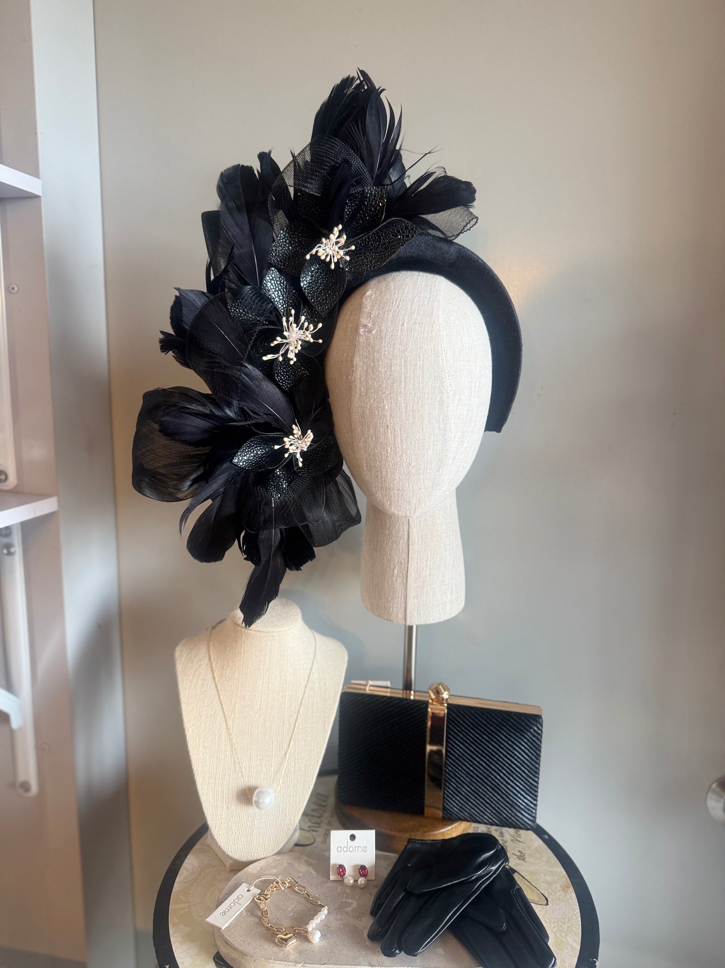 “Felicity” black & off white pleather statement