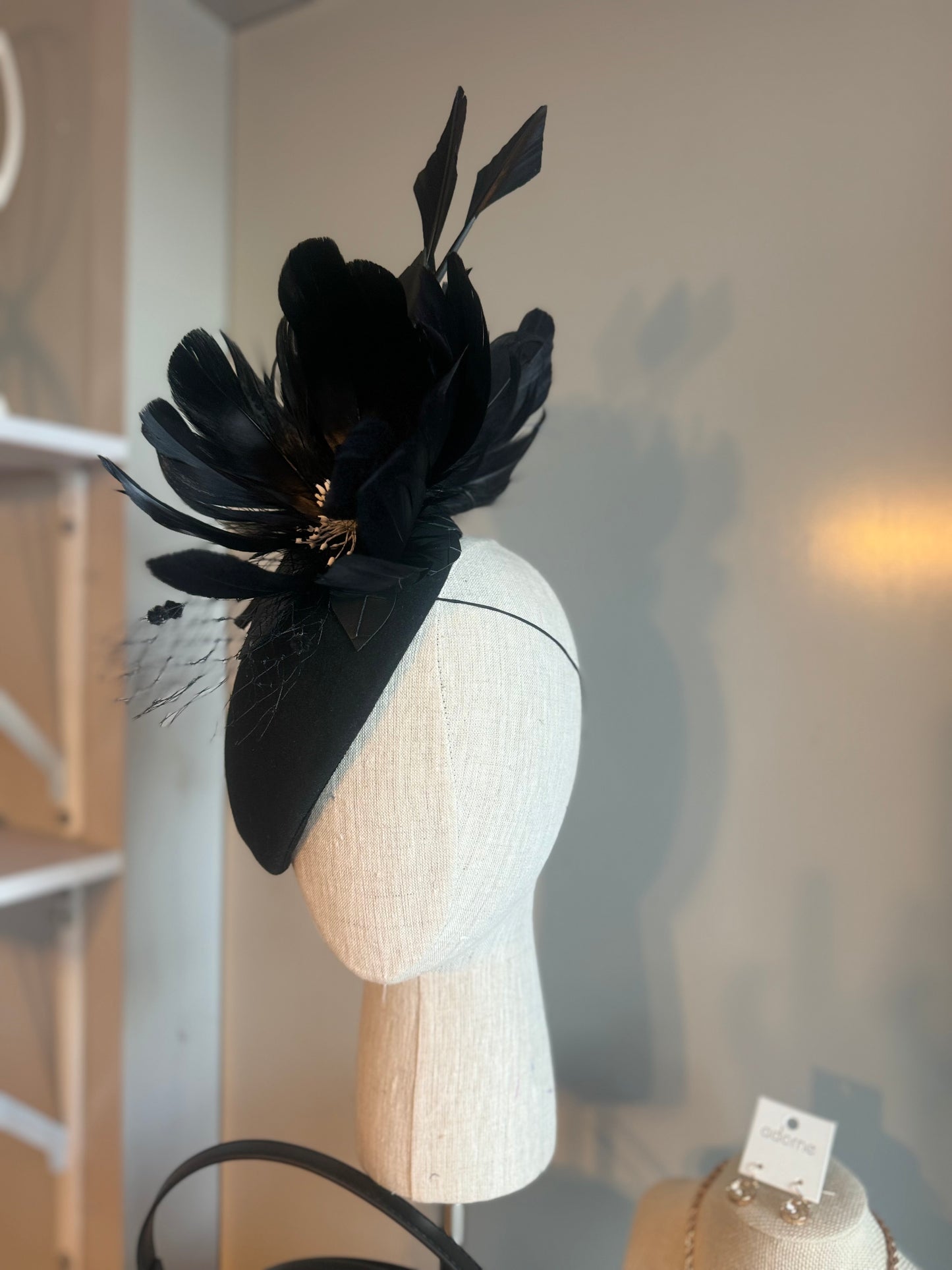 “Gypsy”black feather pillbox