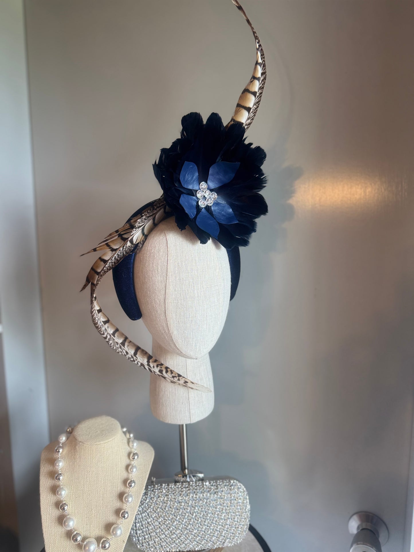 “Taylor” Navy feather statement