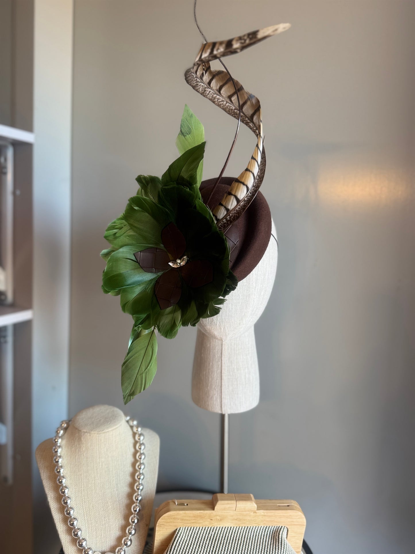 “Gretchen” Brown & Moss statement felt/wool pillbox