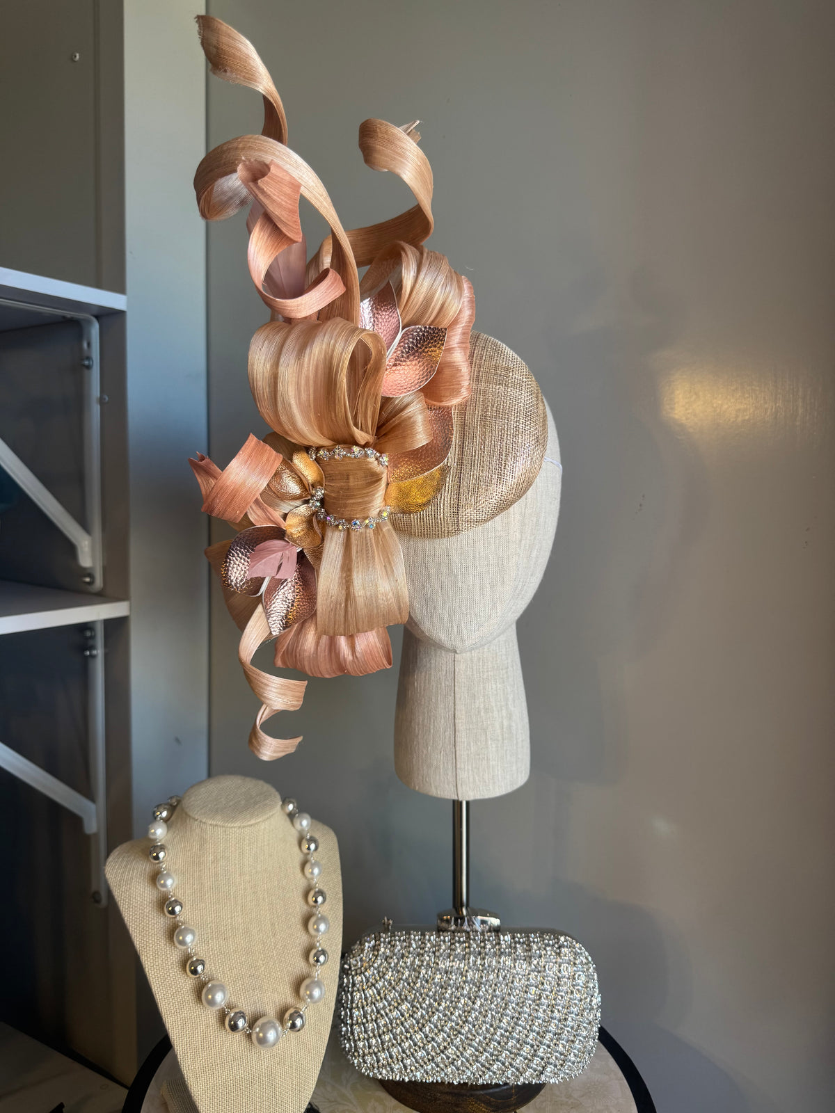 “Jess” blush pink & rose gold statement