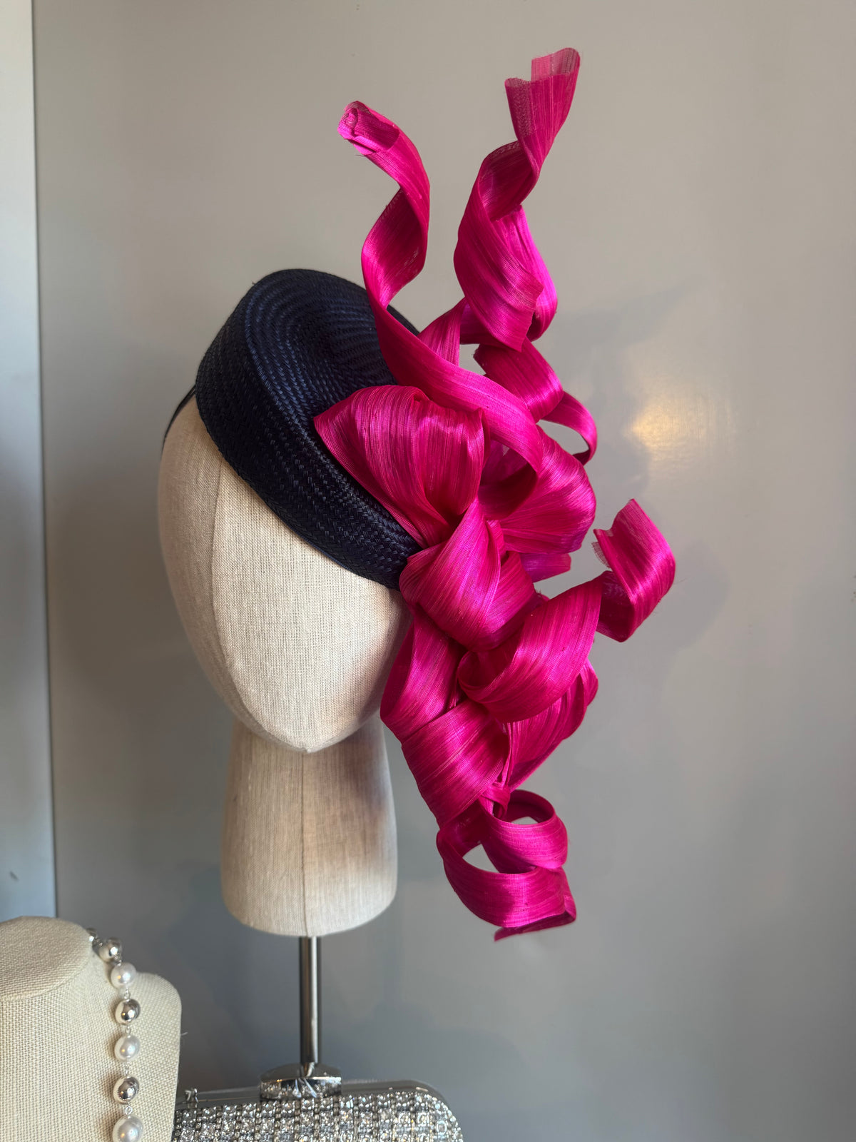 “Margot” Magenta & Navy pillbox