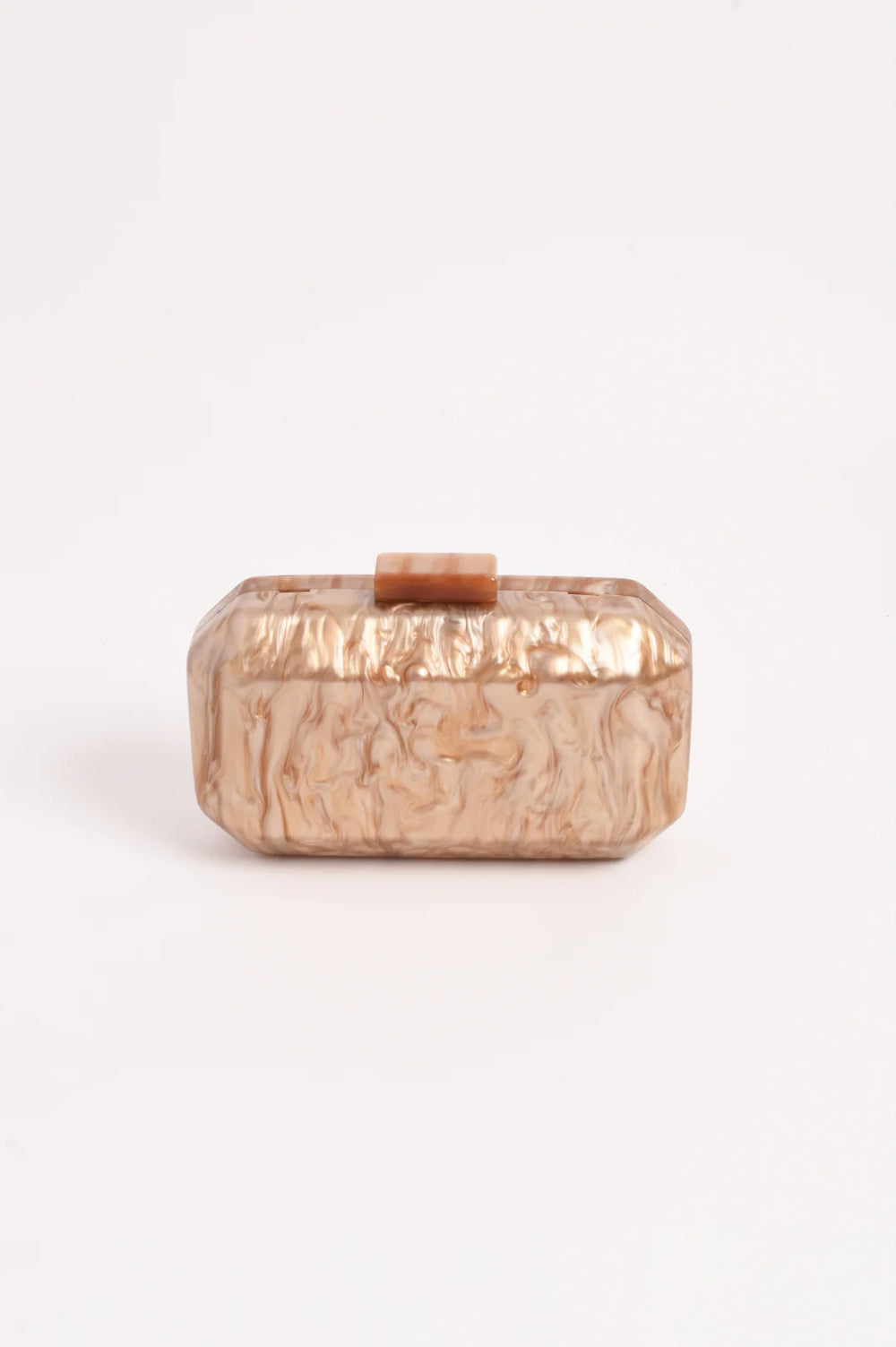 Juliana bevelled edge structured acrylic clutch camel