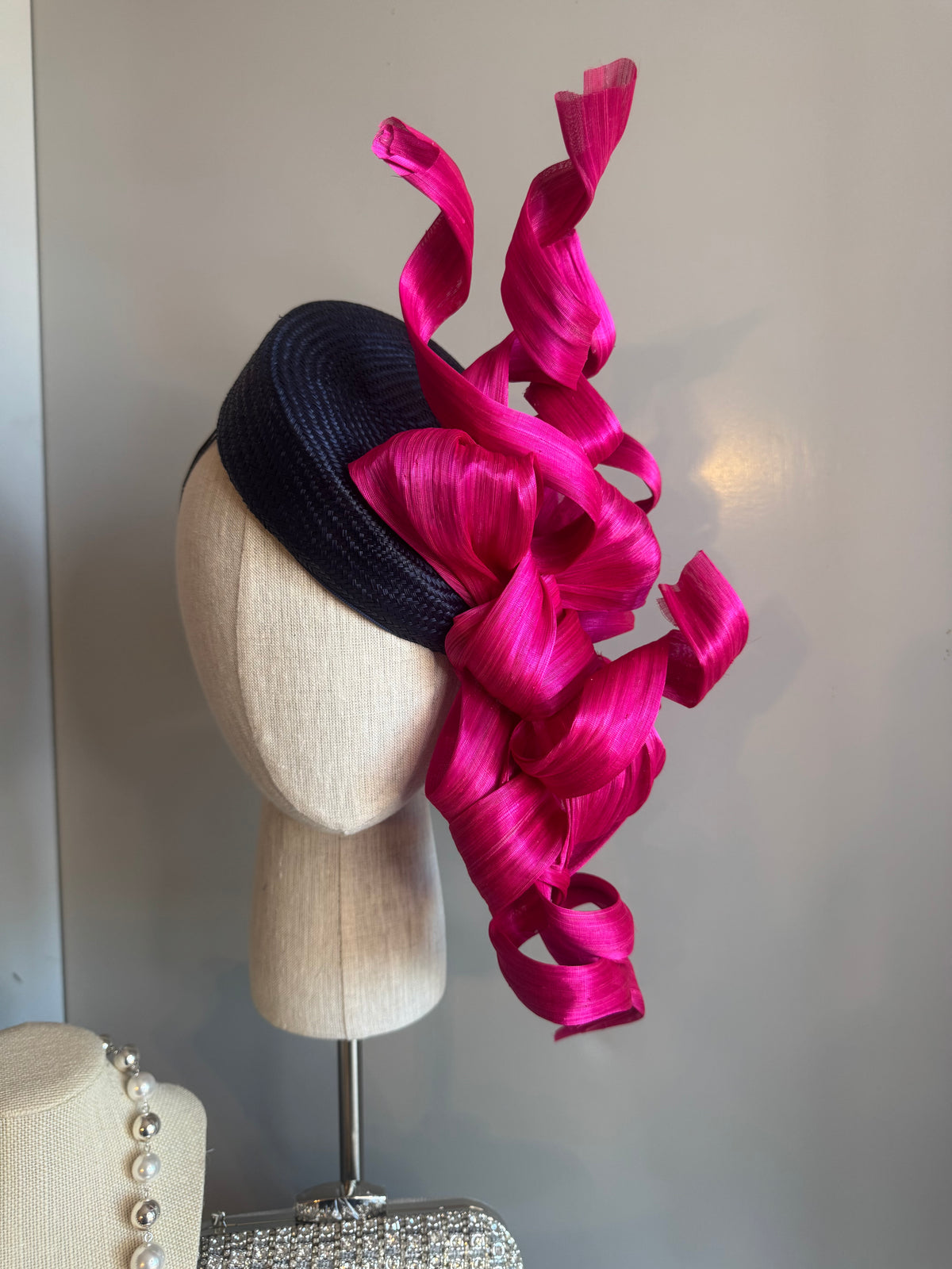 “Margot” Magenta & Navy pillbox