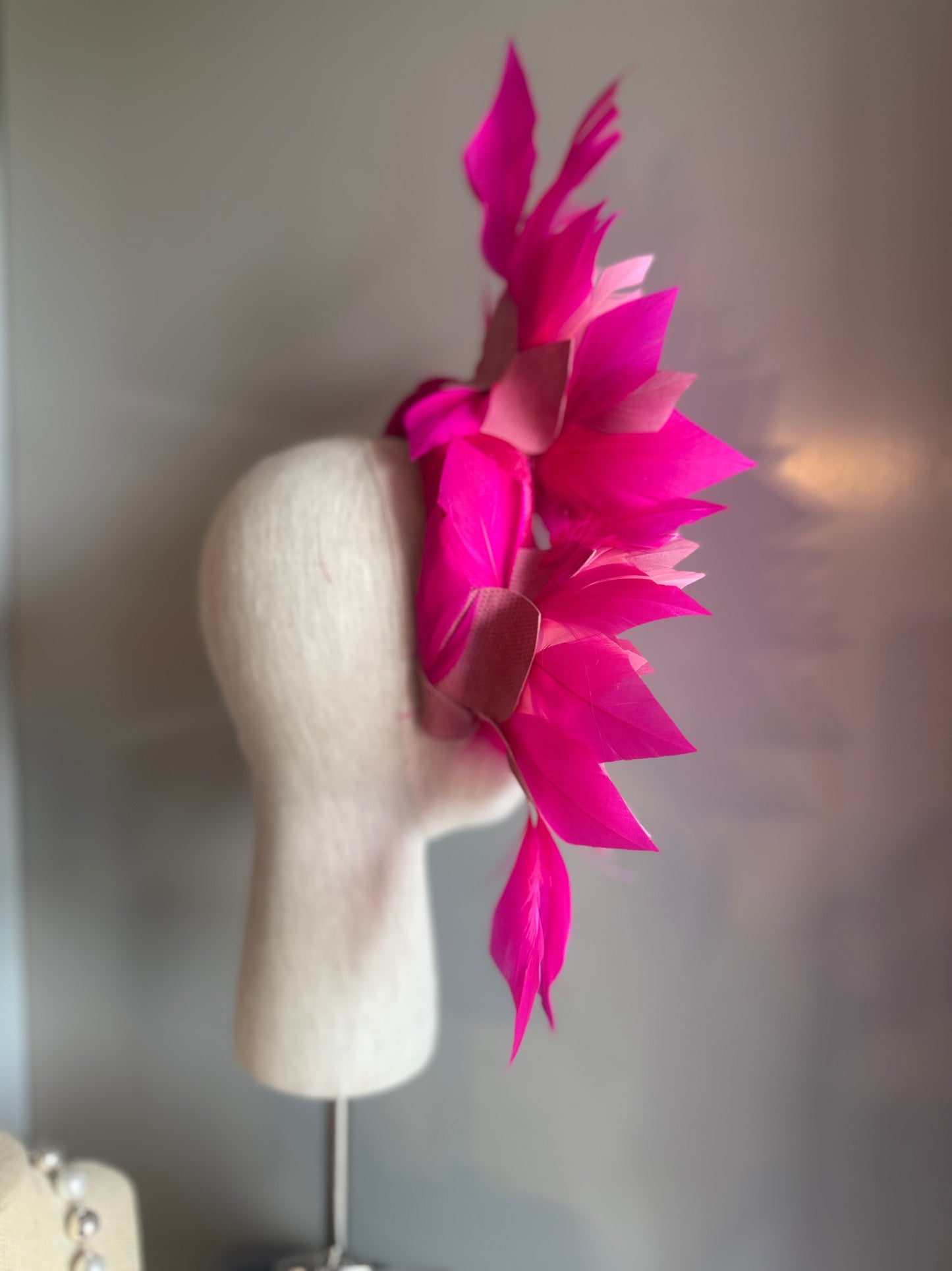 “Jessica” Pink feather statement