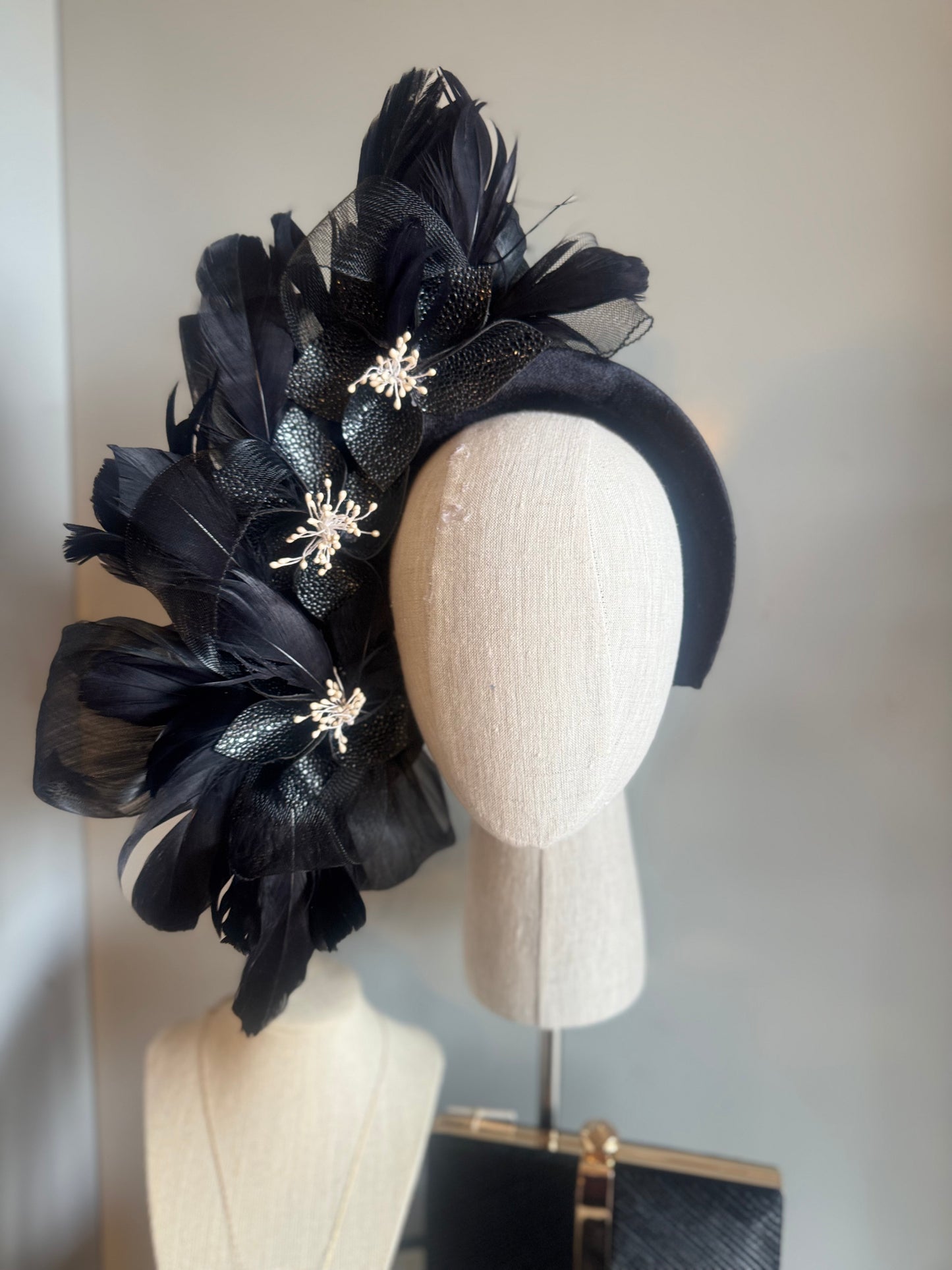 “Felicity” black & off white pleather statement