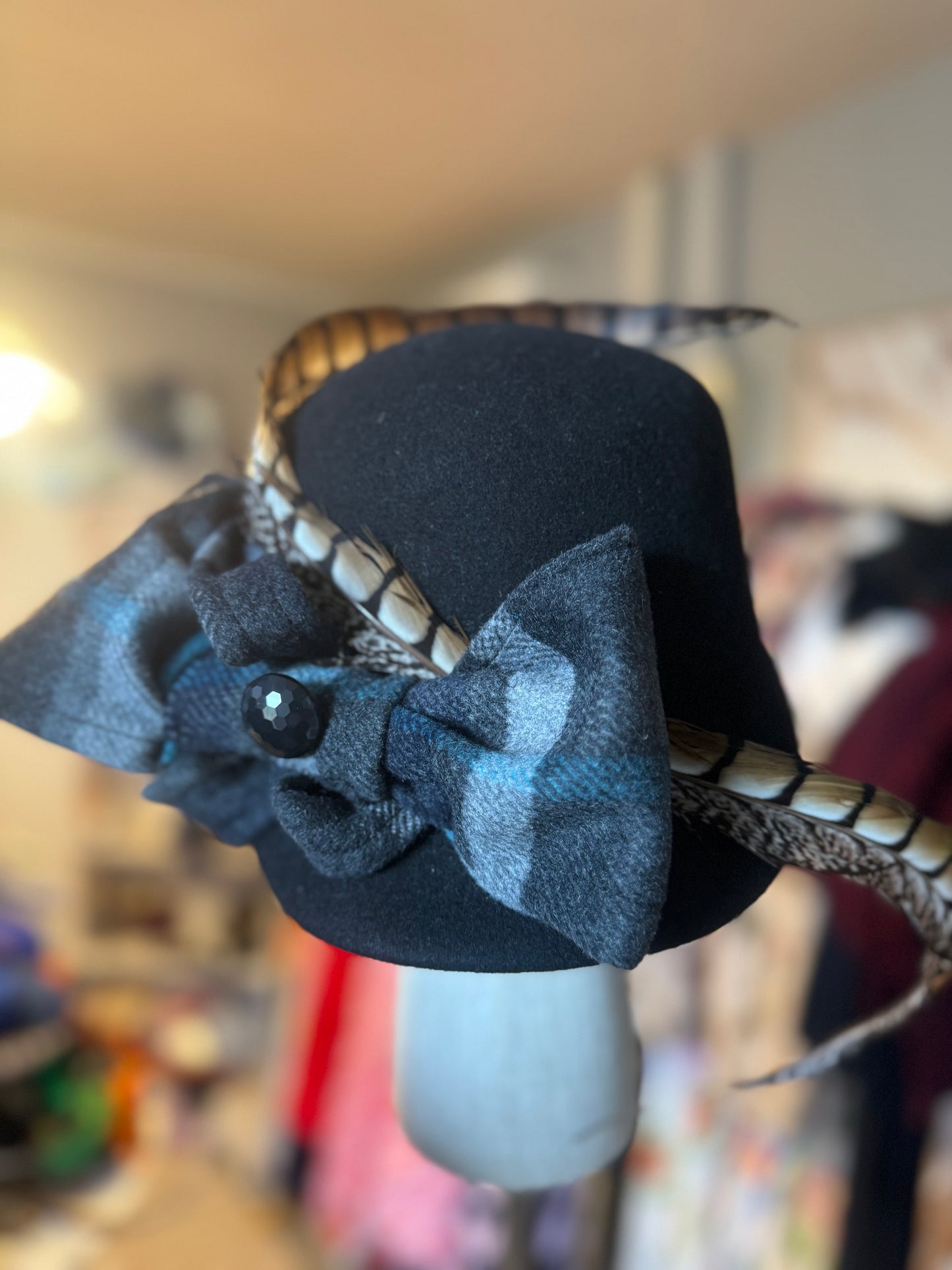 “Ivy” black bow cap statement(custom)