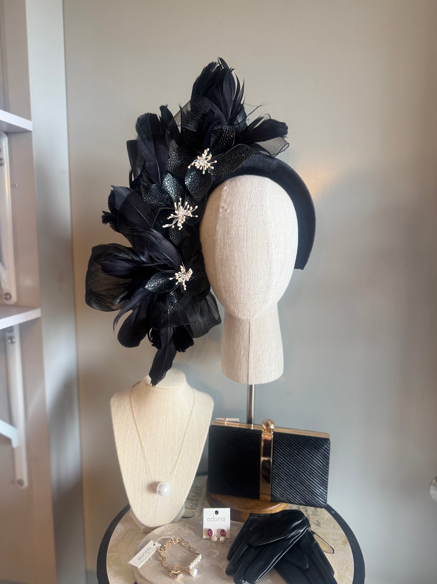 “Felicity” black & off white pleather statement