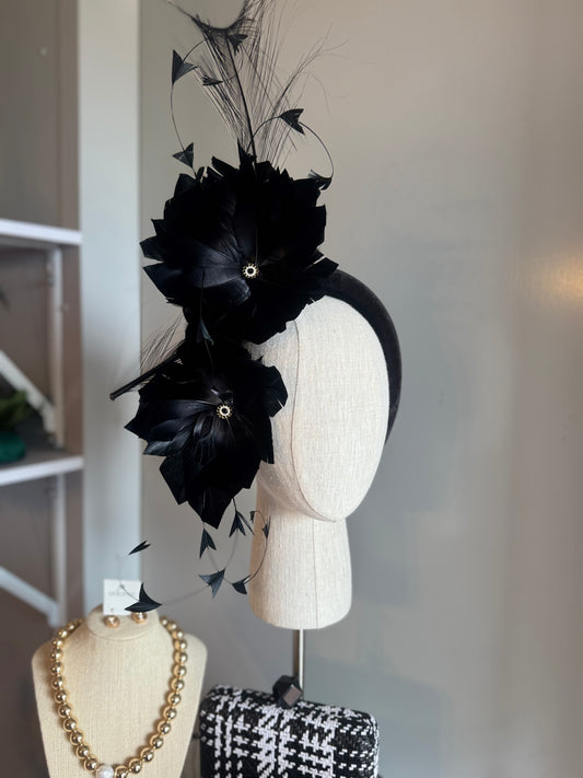 “Cass” black feather statement