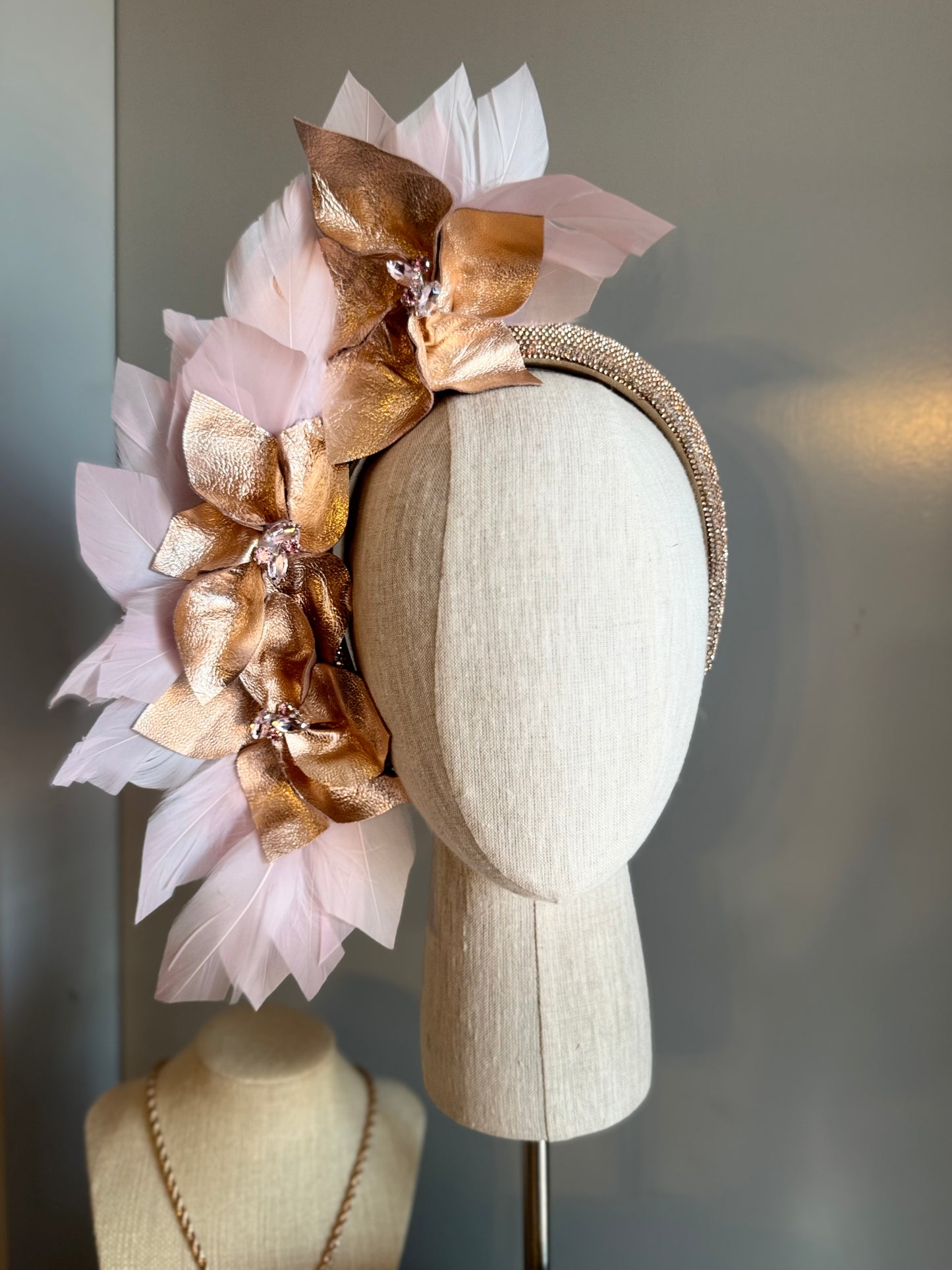 “Greta” rose gold & pink statement